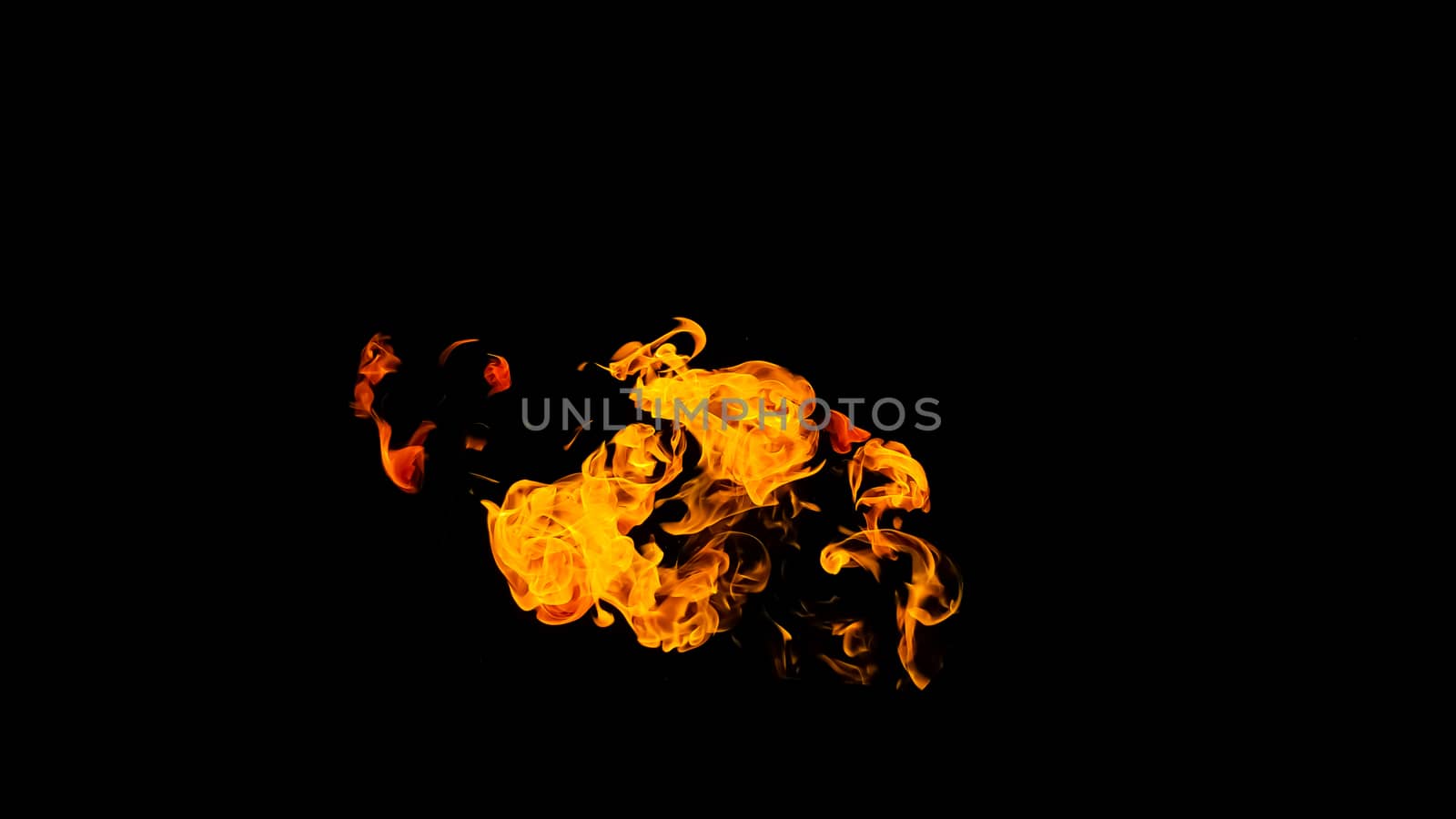 Fire flames on black background isolated. Burning gas or gasolin by YevgeniySam