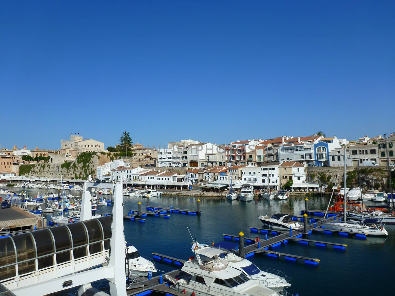 Menorca, Spain - june 28 - 2012 - View of the canal port of Ciutadella de Menorca with various boa by robbyfontanesi