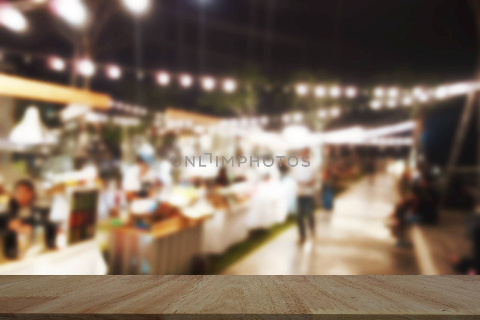 Table Top And Blur restaurant of The night market Background                                                   