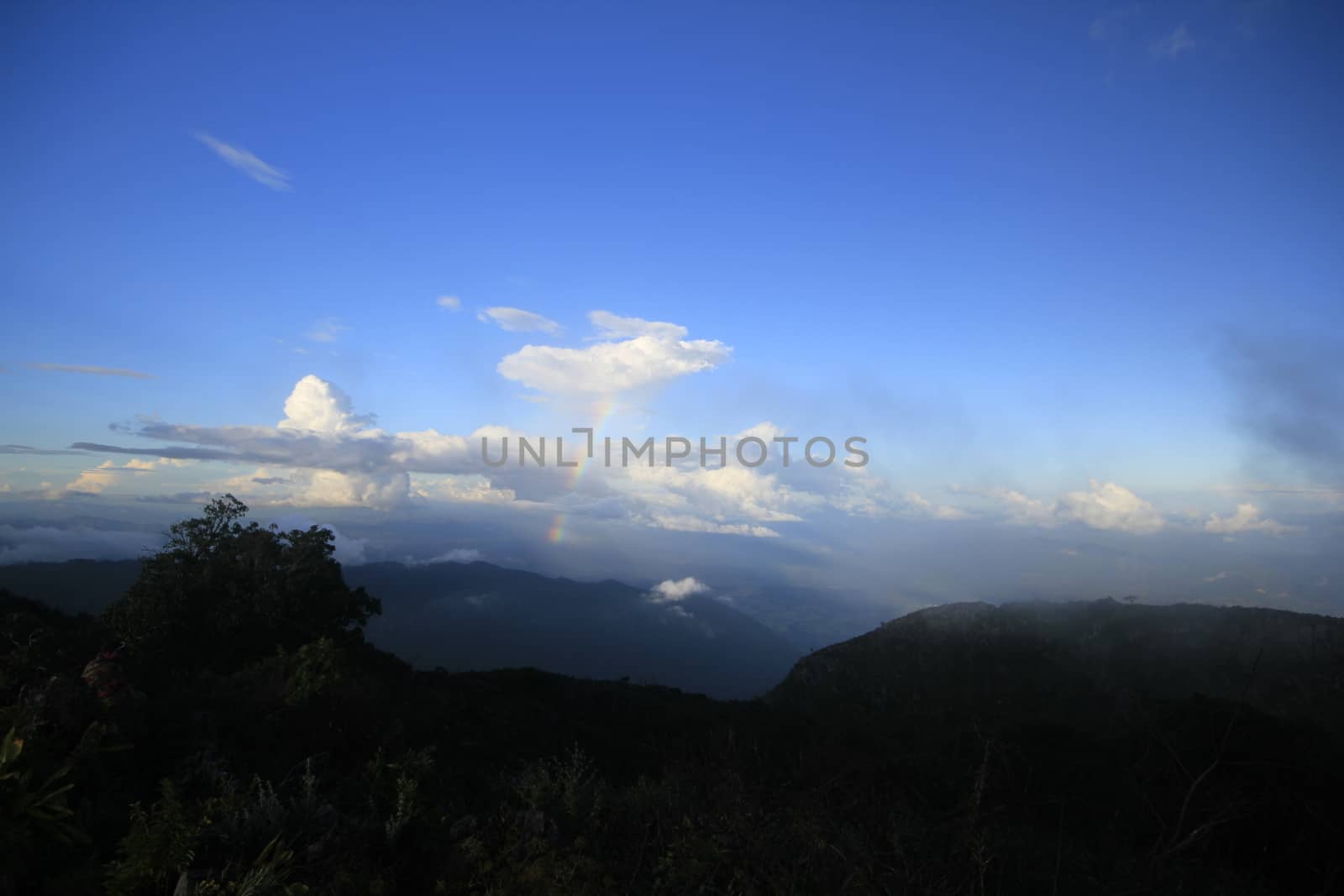 Landscape of Sky with clouds and mountains