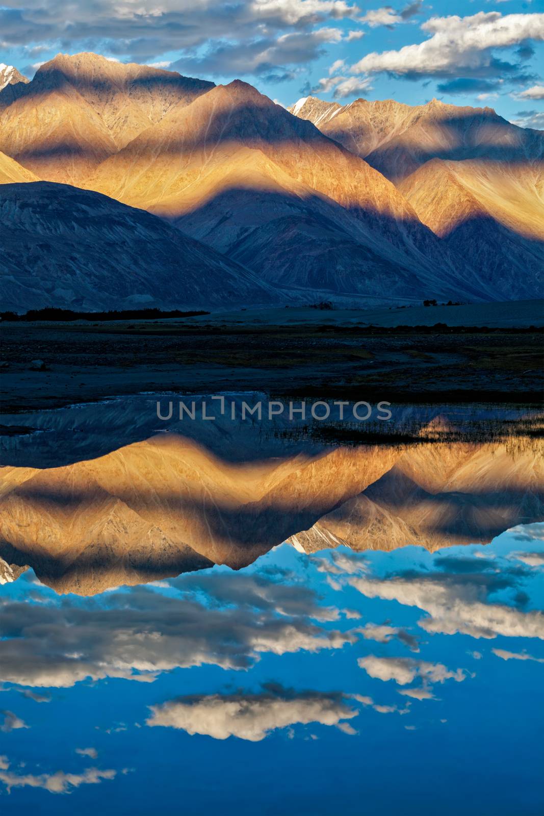 Himalayas on sunset, Nubra valley, Ladakh, India by dimol