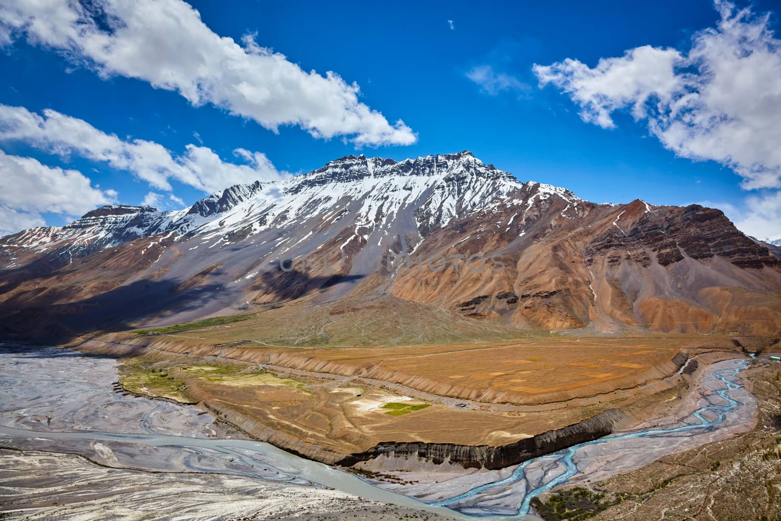 Veiw of Spiti valley in Himalayas near Dhankar, Spiti Valley, Himachal Pradesh