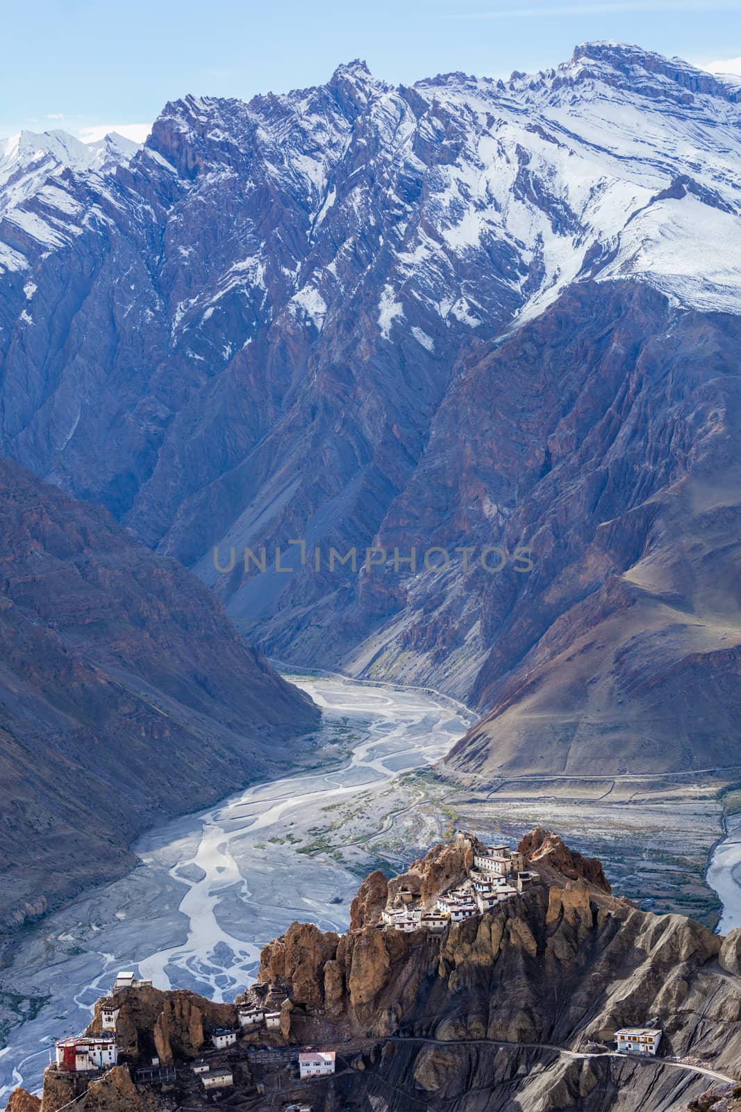 Dhankar monastry perched on a cliff in Himalayas, India by dimol