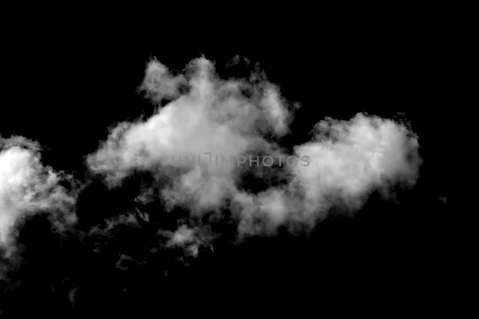 Cloud isolated on a black background for making texture brushes monochrome image