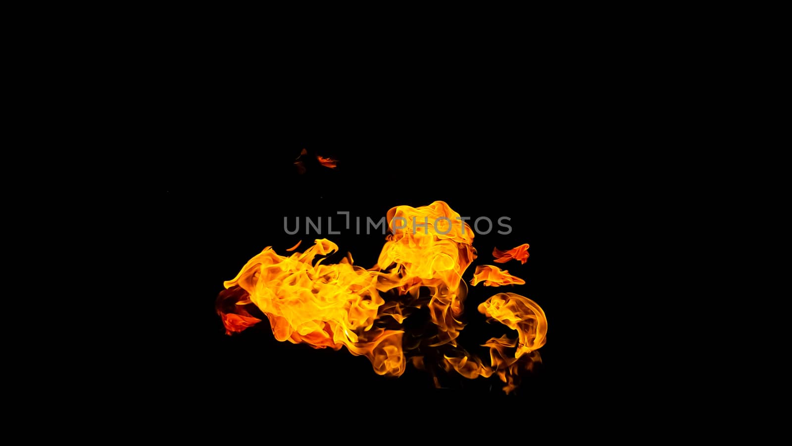 Fire flames on black background isolated. Burning gas or gasolin by YevgeniySam