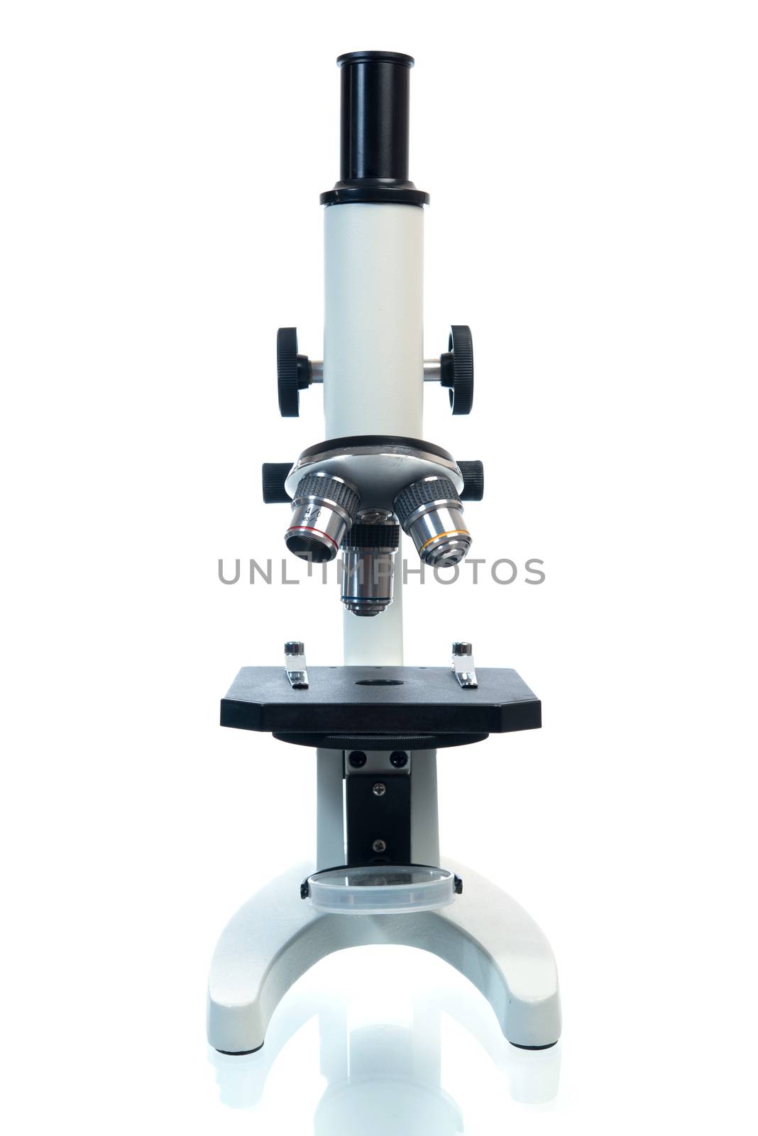microscope isolated on white background by Lerttanapunyaporn