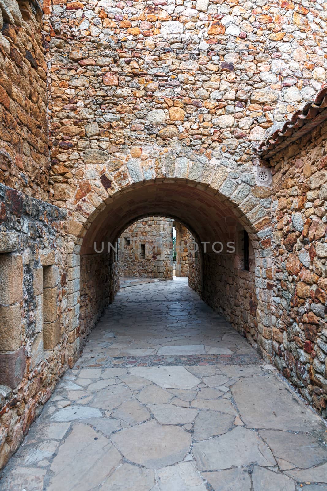 Castle de Pals, historic stone walls and arches, Pals, Spain by seka33