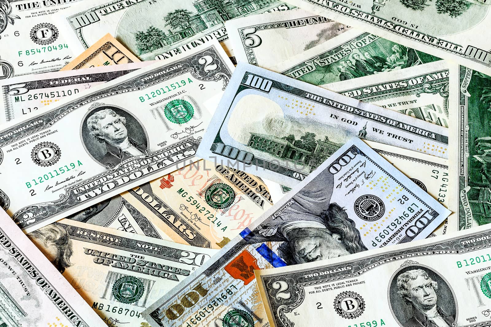 Background with money american dollar bills. Cash dollars isolated on a white.