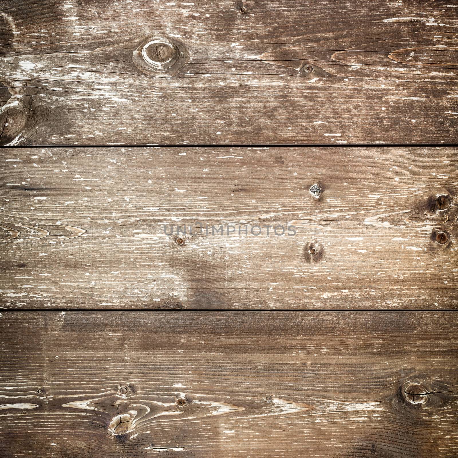 Wooden plank with knots, pattern of natural aged color.