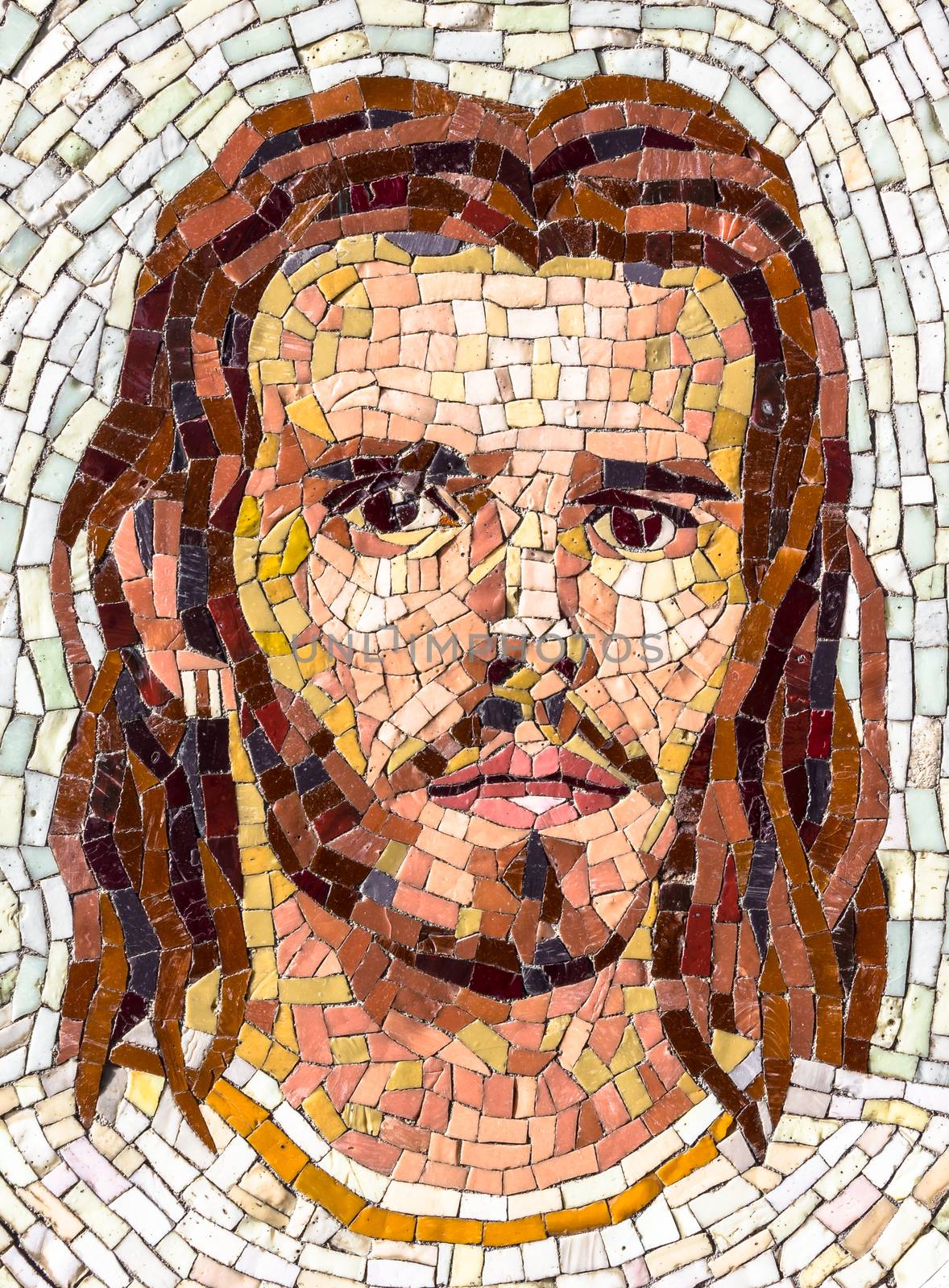 Jesus in a recent mosaic made with ancient techniques.