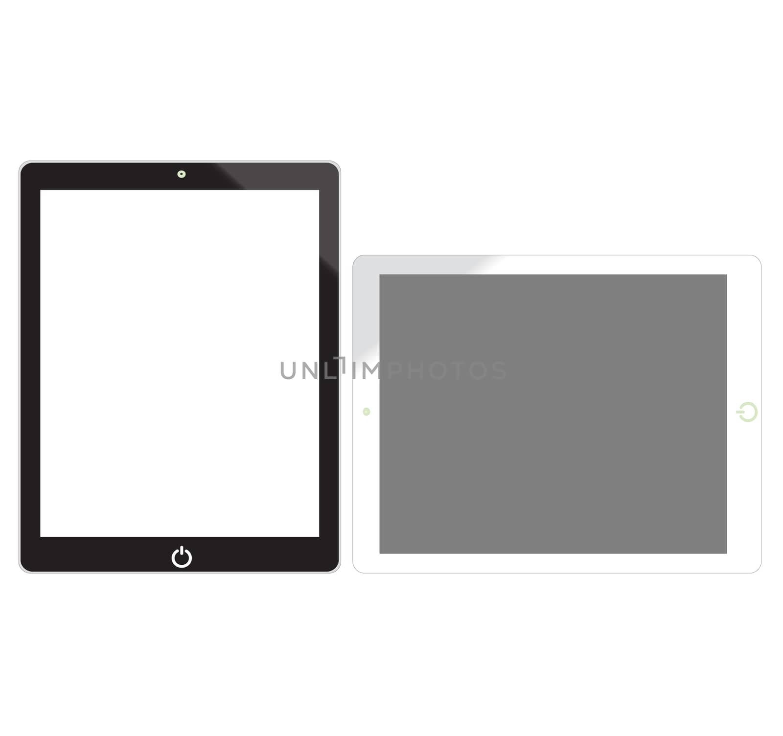 tablet on white background. white and black tablet computer with by suthee
