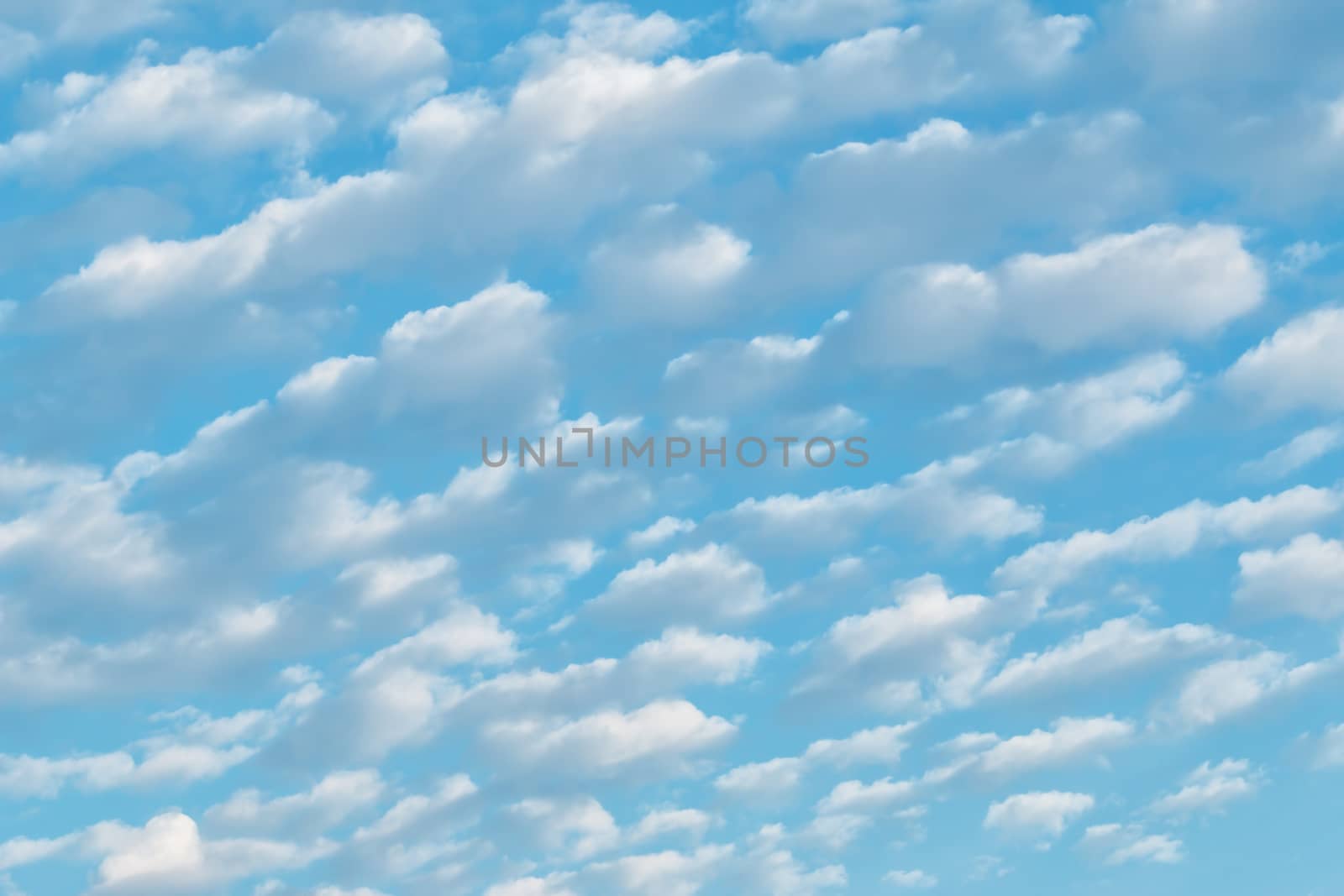 White cumulus clouds and a blue sky