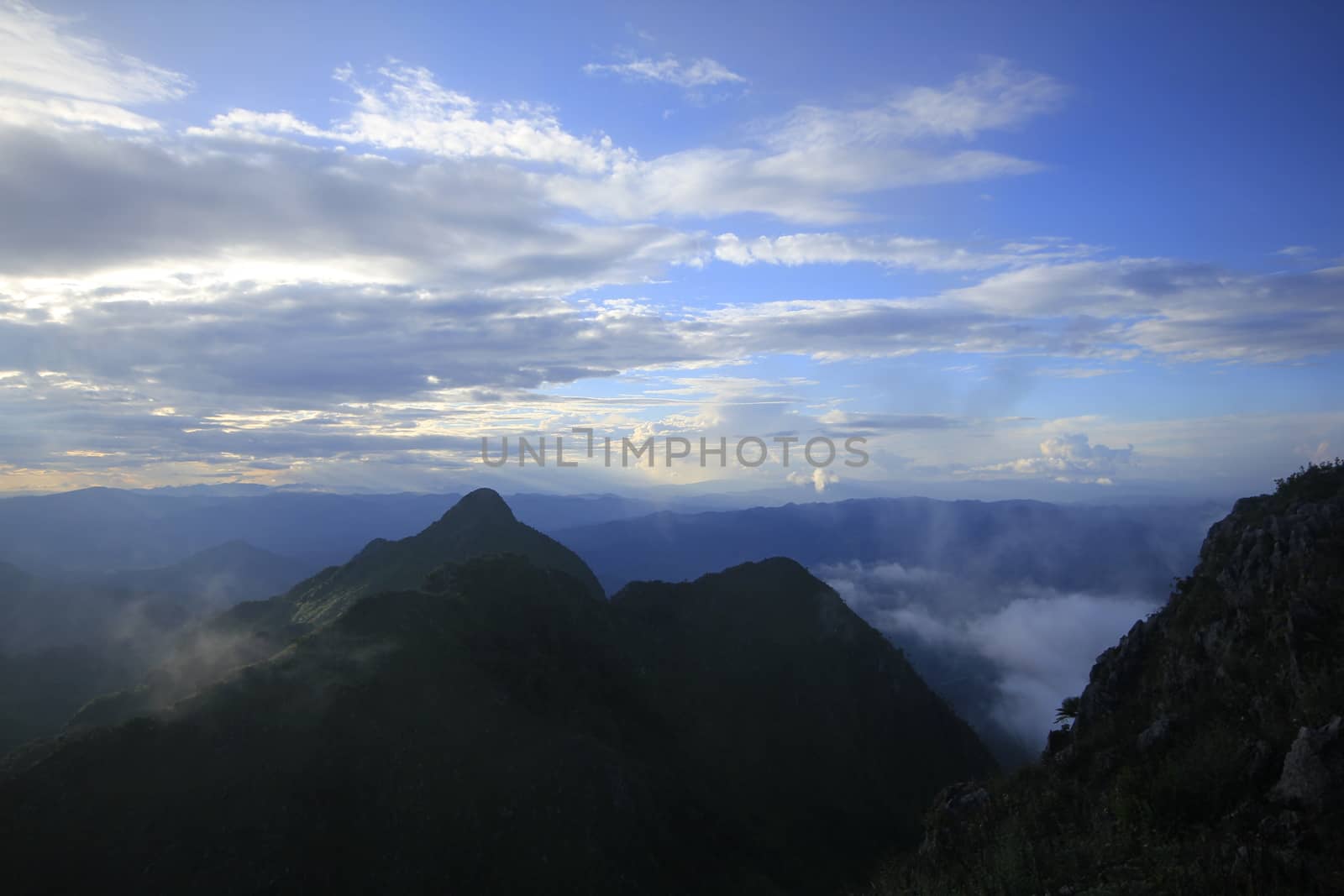 Landscape Sky with clouds and mountains in Thailand.