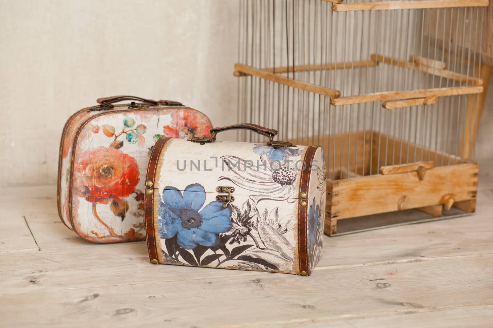 casket for needlework with flower, sewing in style interior