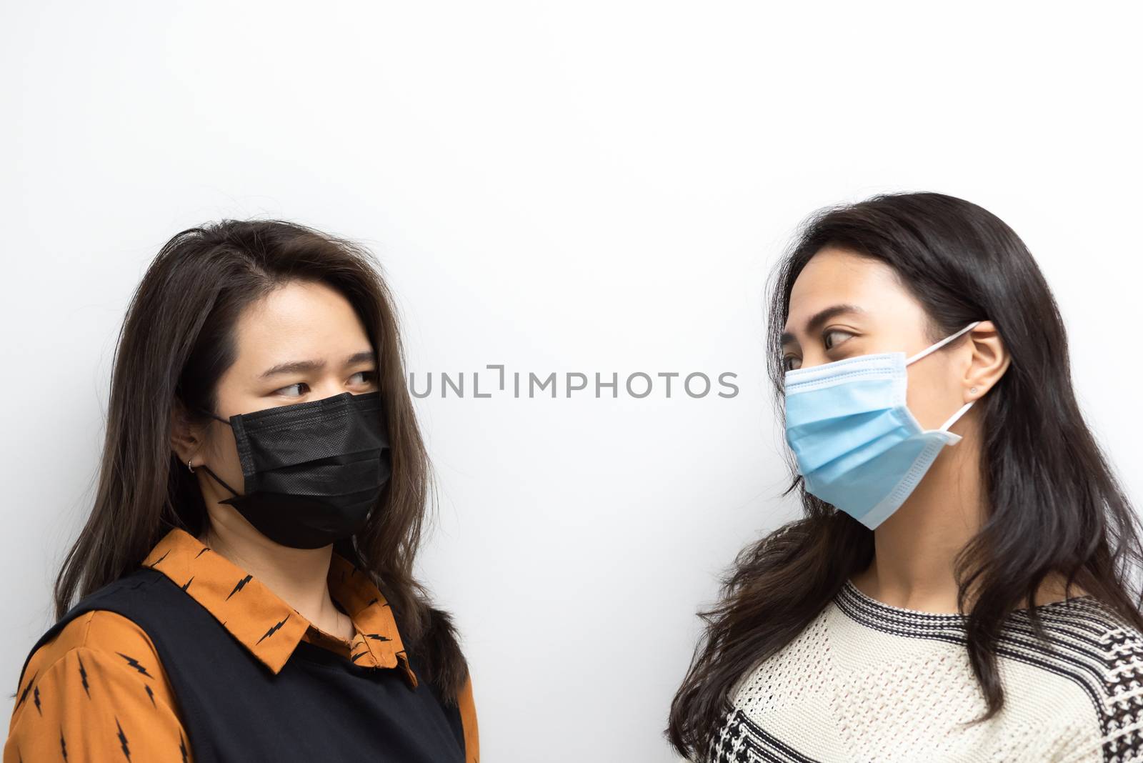 Women wearing mask protection epidemic flu covid19 by PongMoji