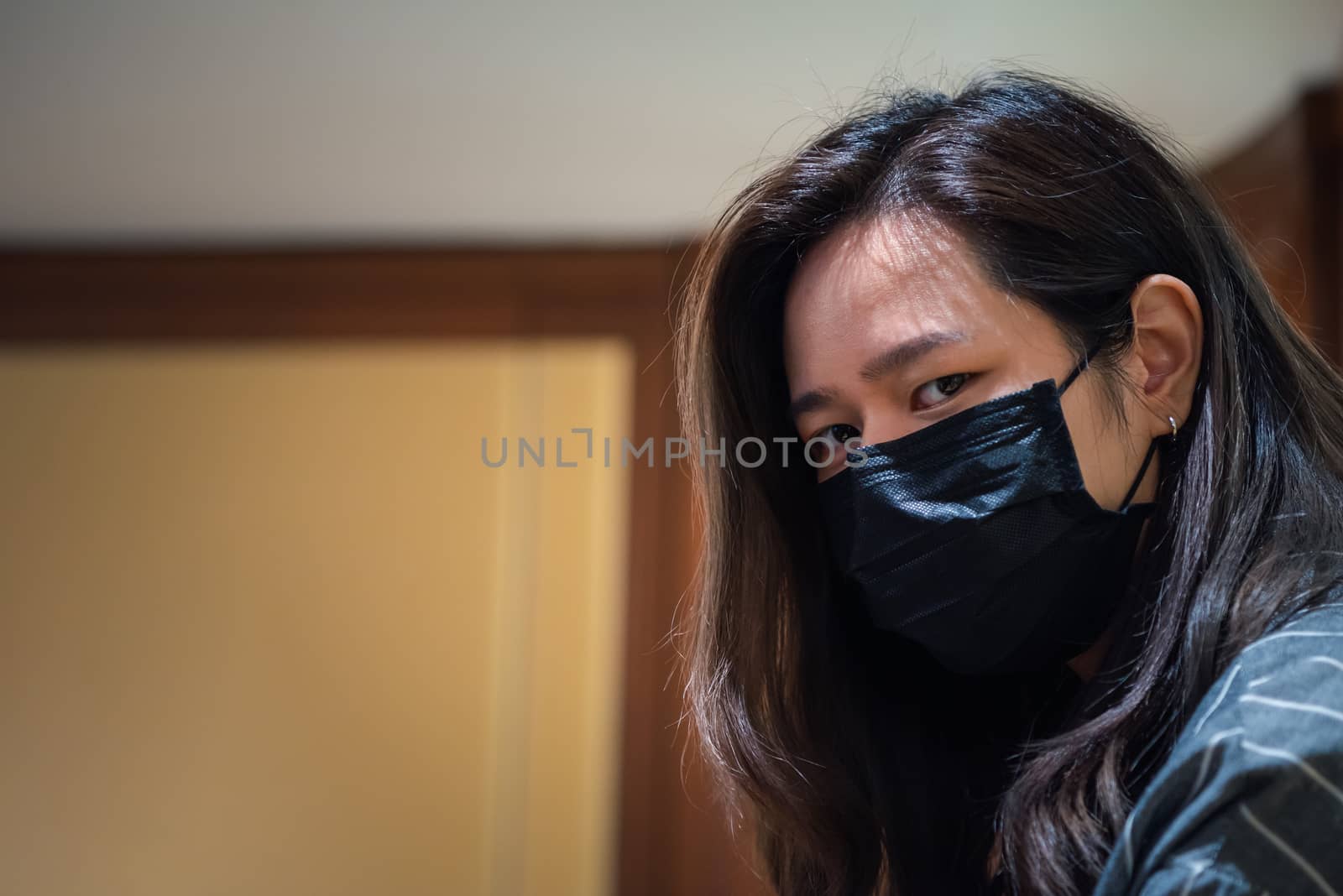 Woman wearing mask protection epidemic flu covid19 by PongMoji