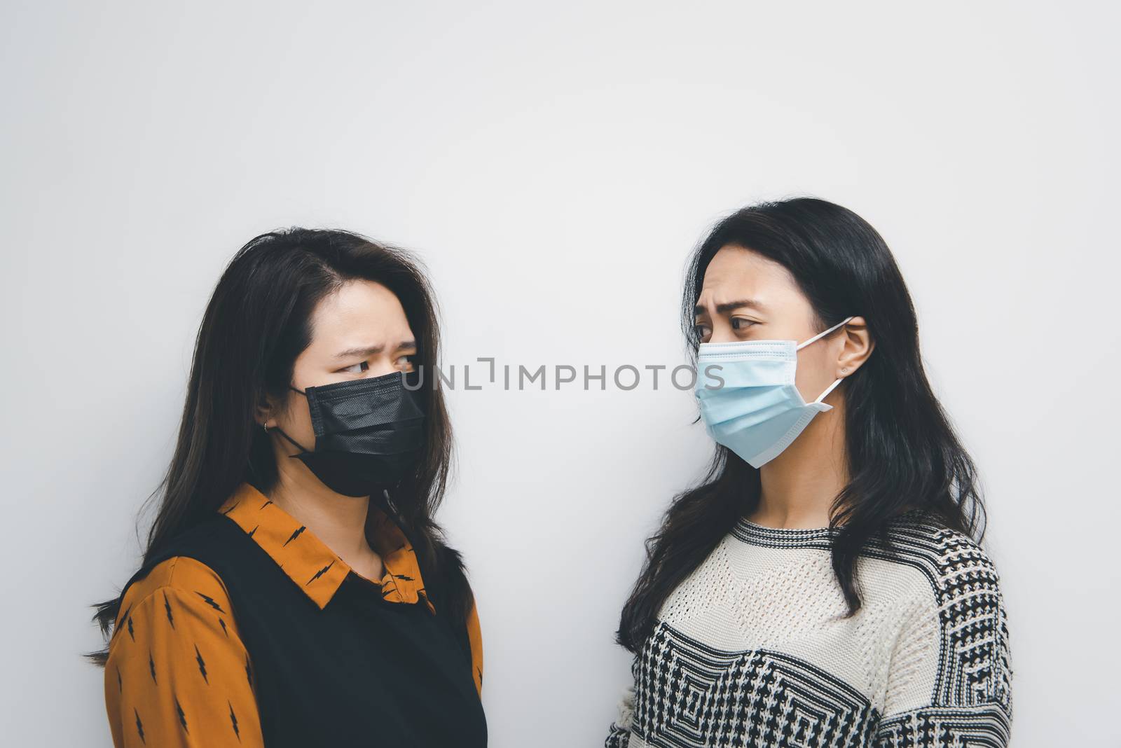 Women wearing mask protection epidemic flu covid19 by PongMoji