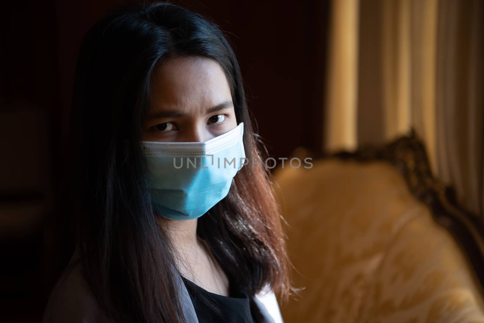 Woman wearing mask protection epidemic flu covid19 by PongMoji