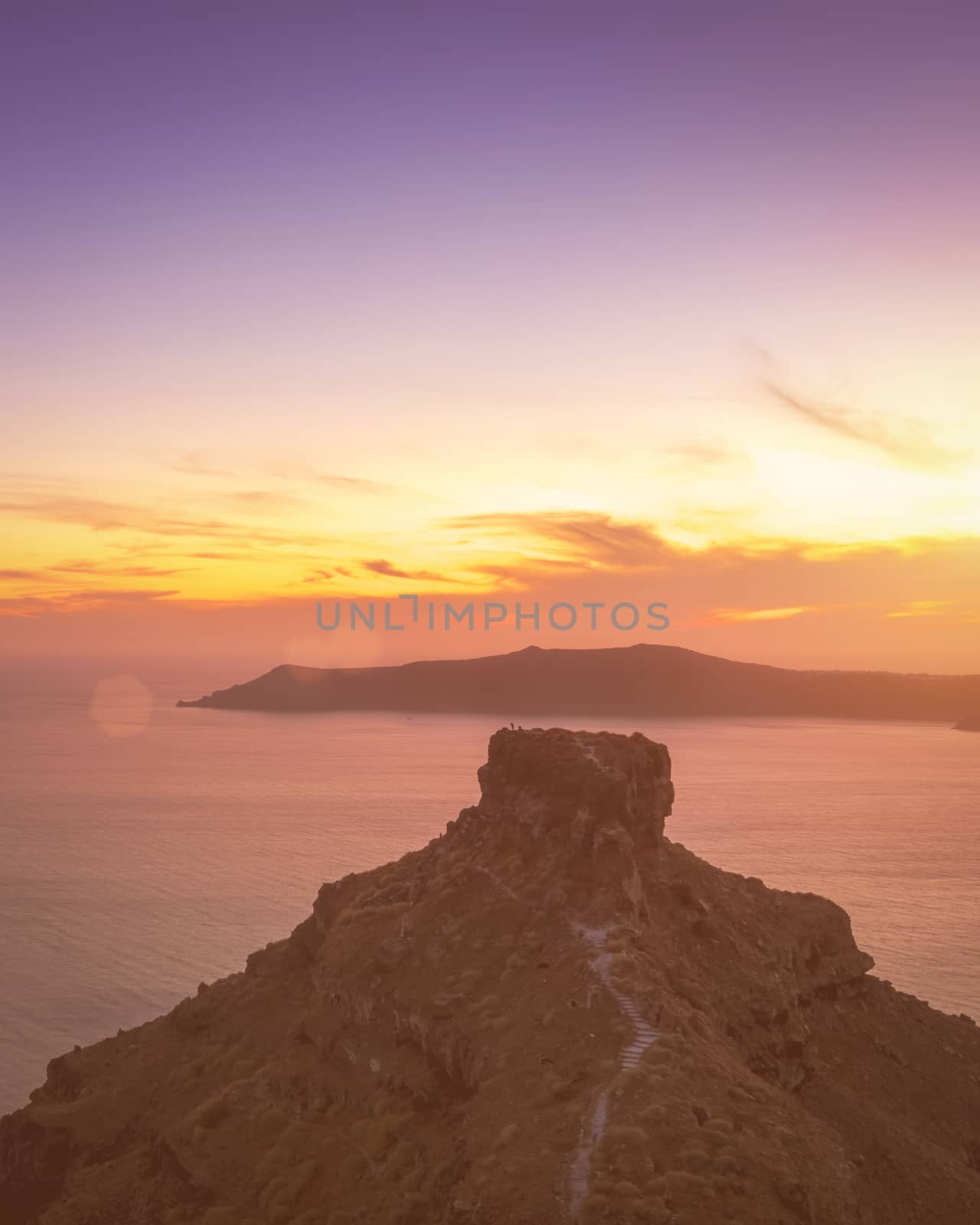 Seascape of sunset overlooking the caldera and the sea in the vi by Eugene_Yemelyanov