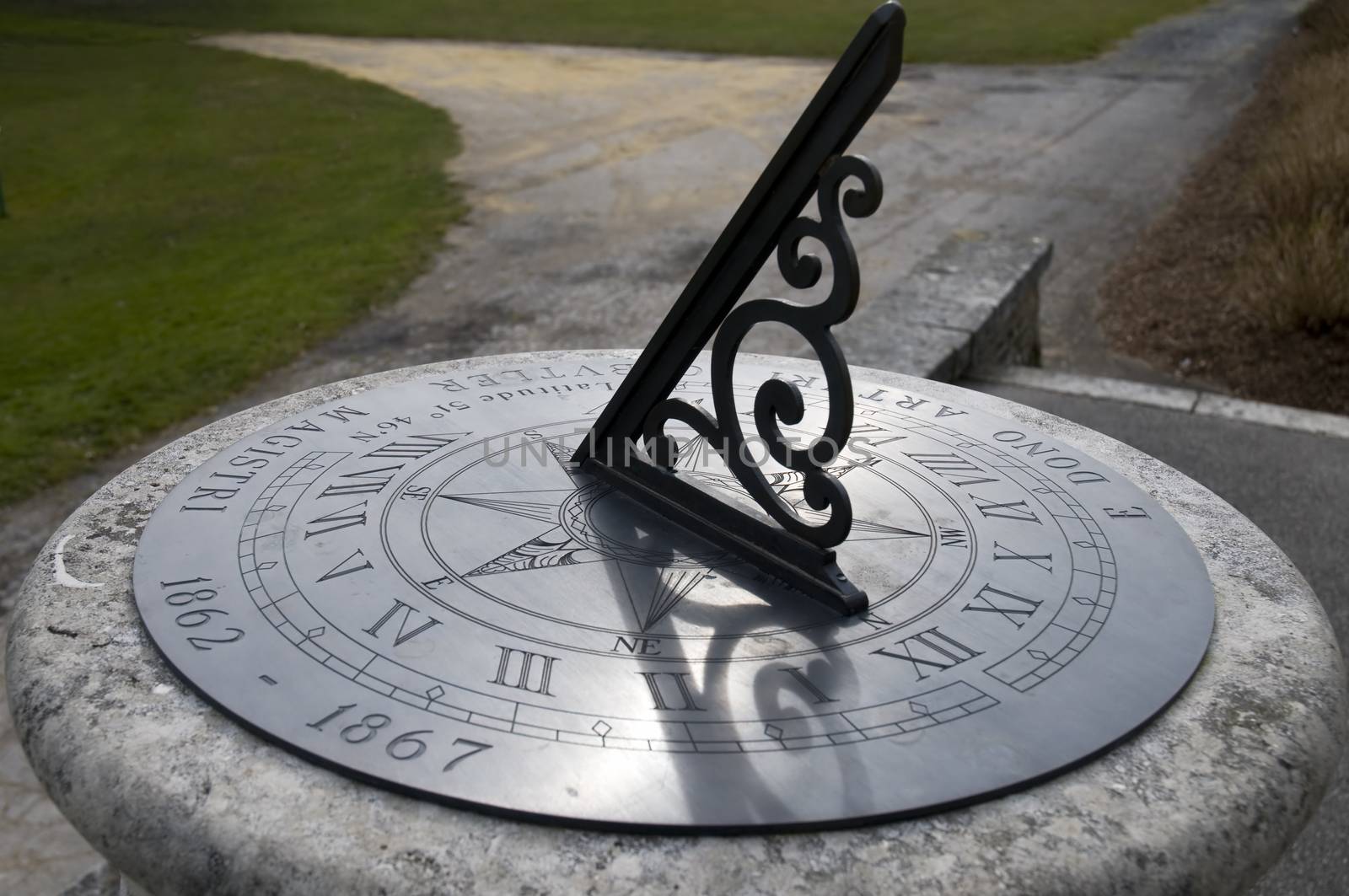 An old sundial showing the time