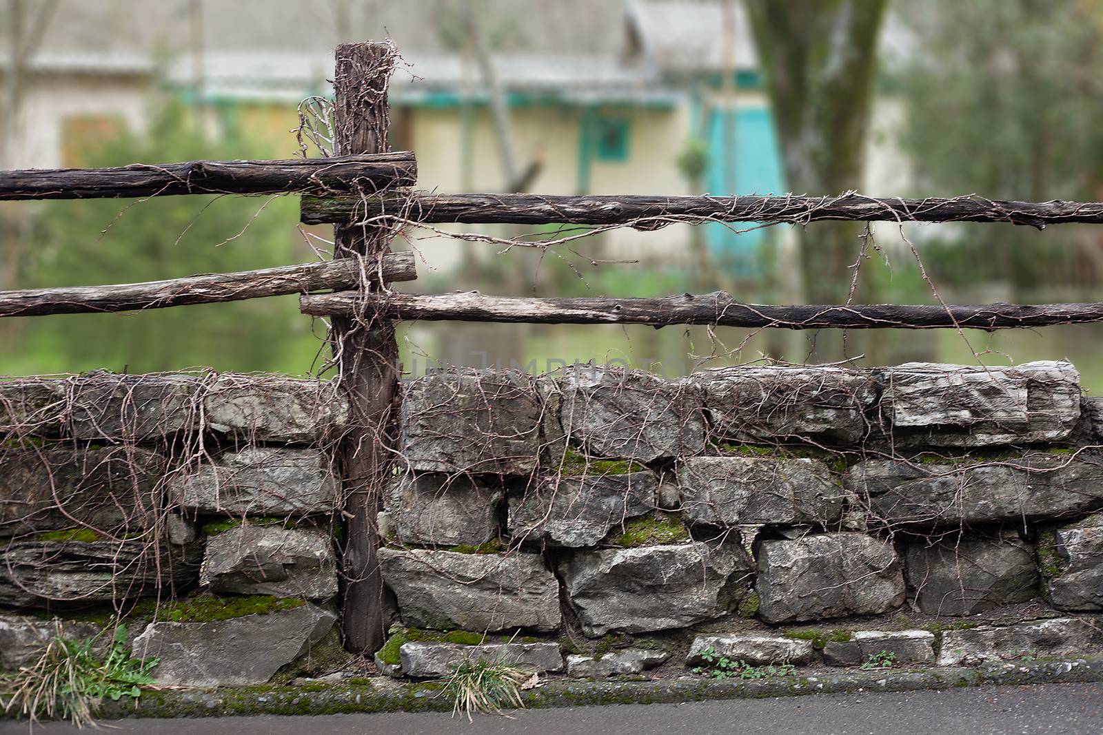 Stone and wooden fence by Angorius