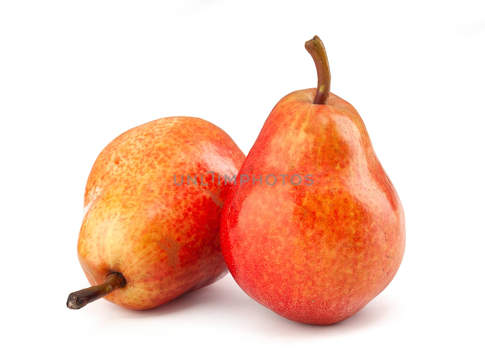 Two isolated red pears on the white background