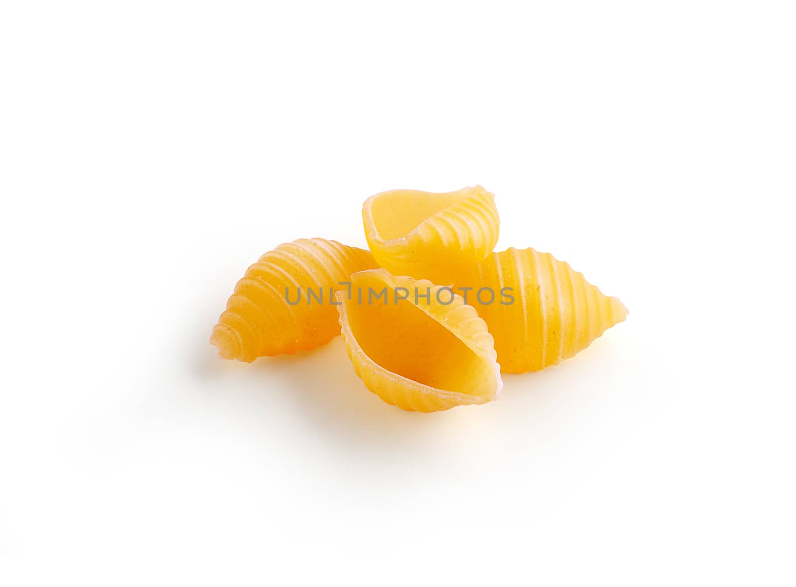 Isolated raw pasta on the white