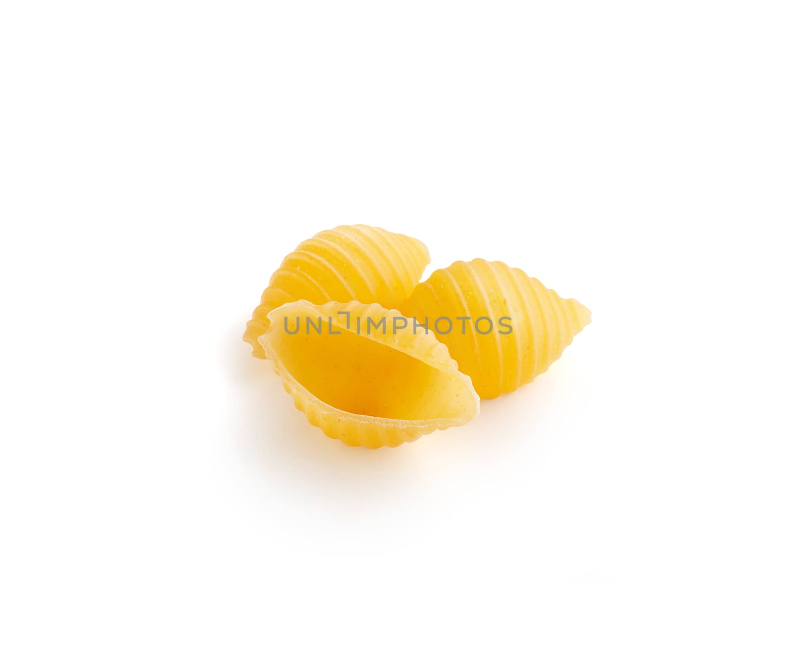 Isolated raw pasta on the white