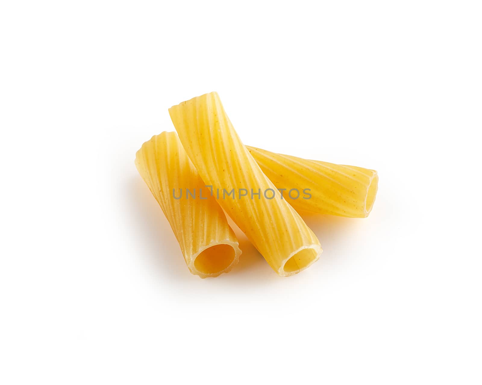 Isolated raw pasta on the white