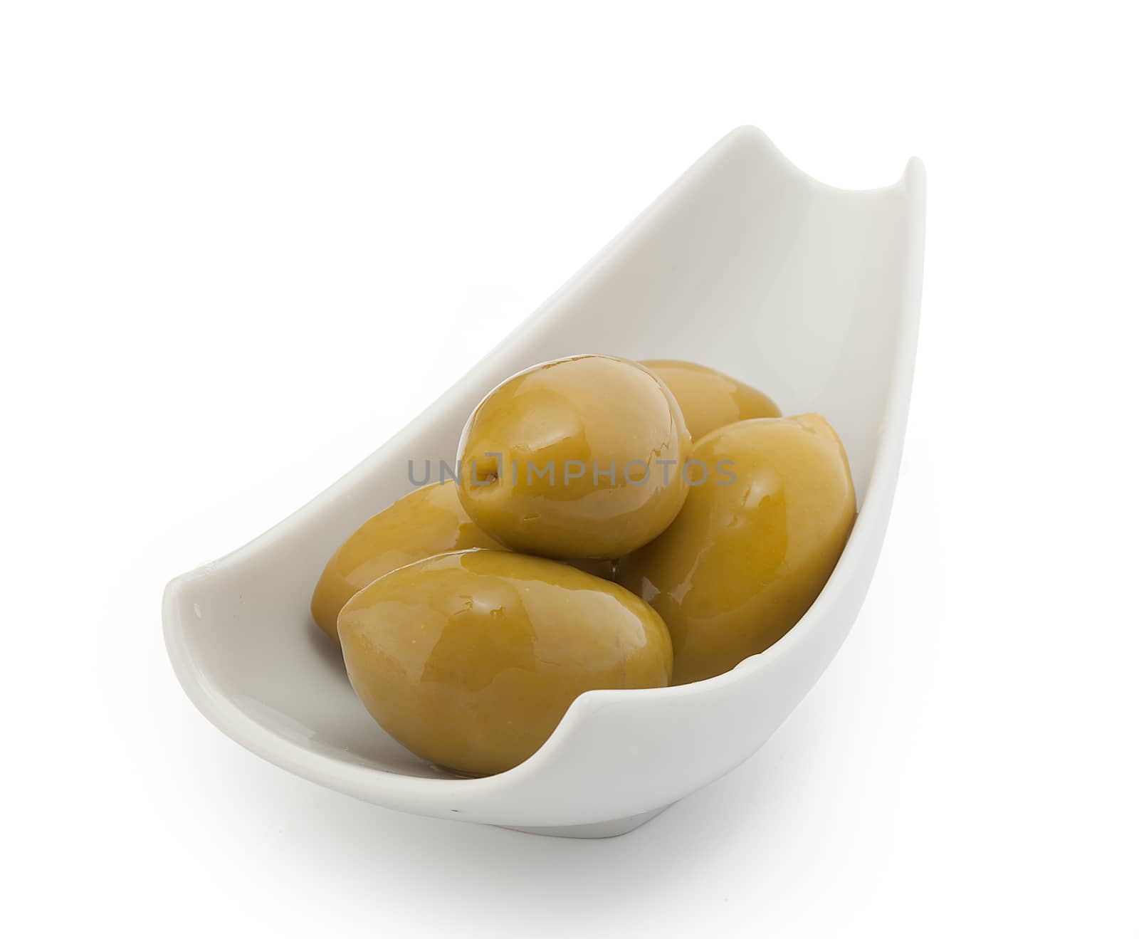 Isolated heap of marinated olives in the bowl