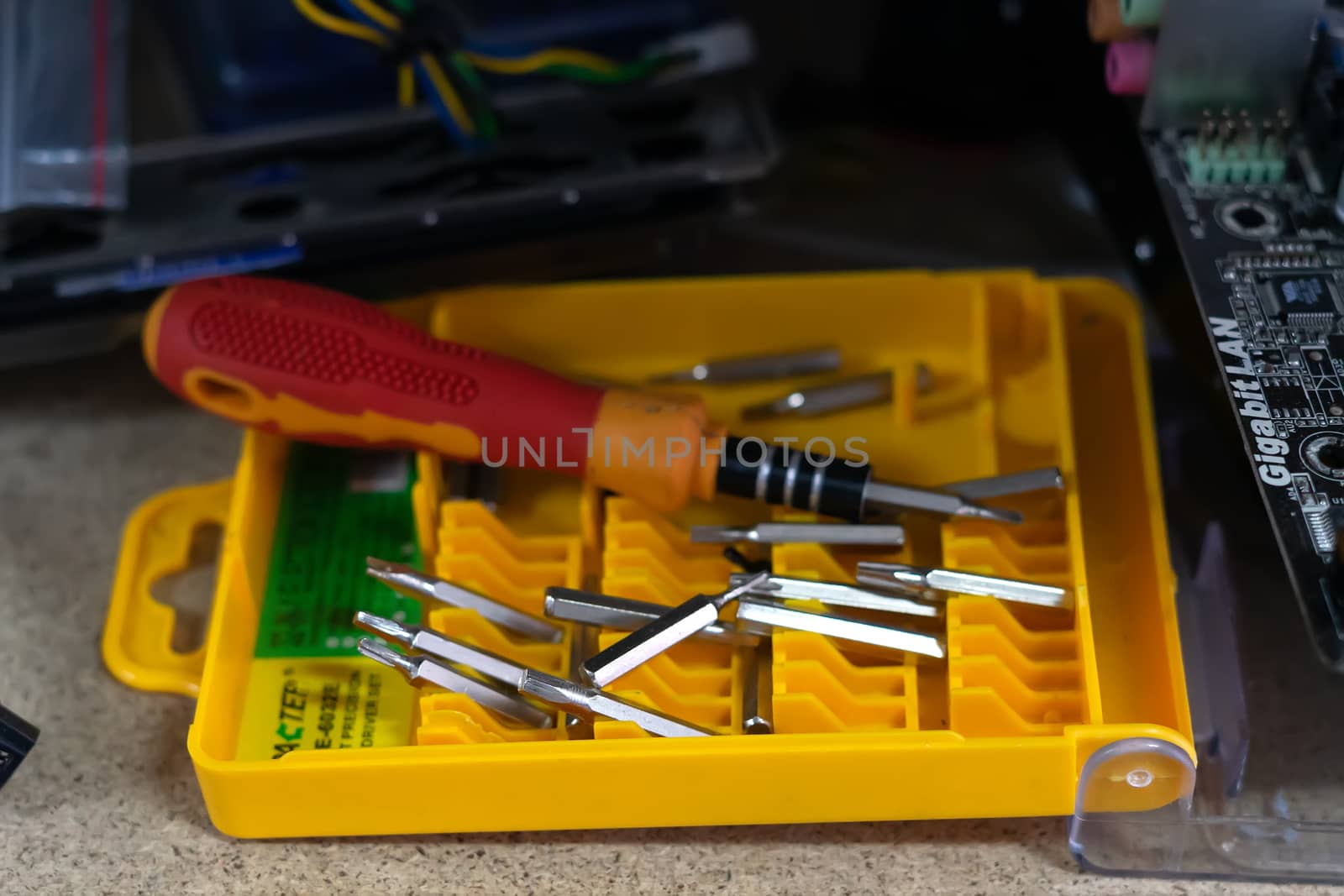 set of screwdrivers in a yellow box by Serhii_Voroshchuk