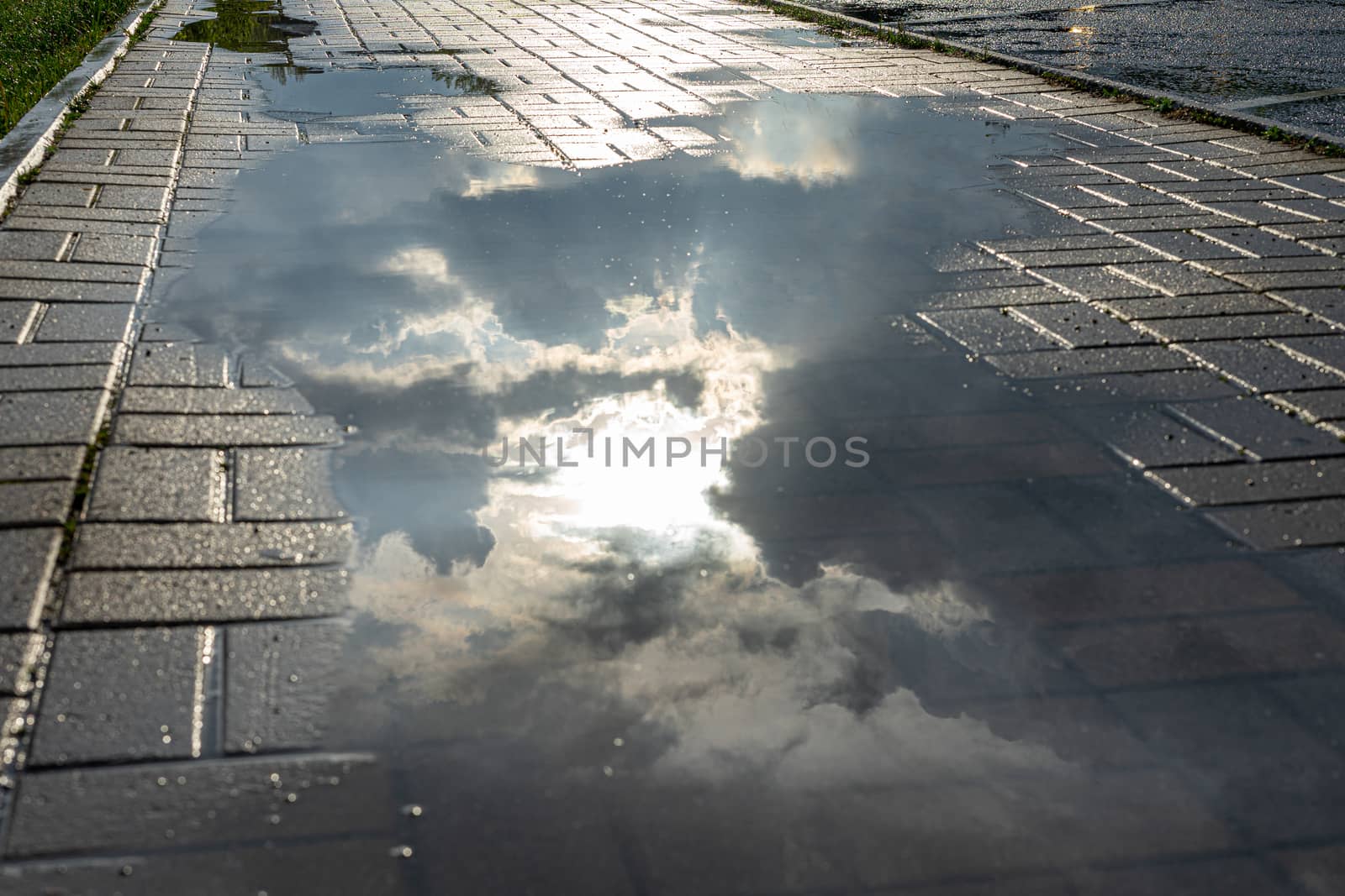 the lightning storm thunder in the puddle by Serhii_Voroshchuk