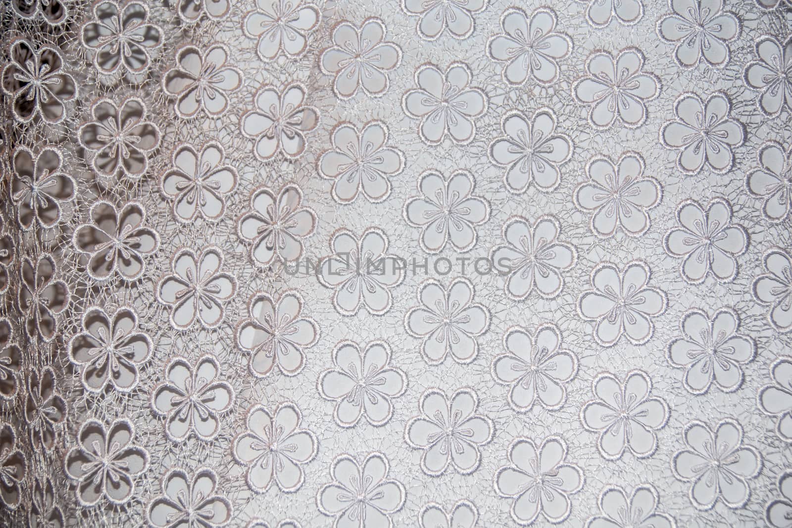 Part of the bride's white dress is decorated with embroidery