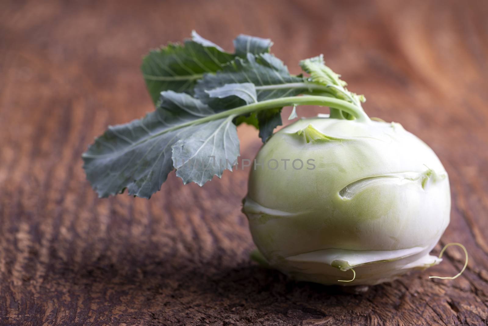 single raw cabbage turnip on wood