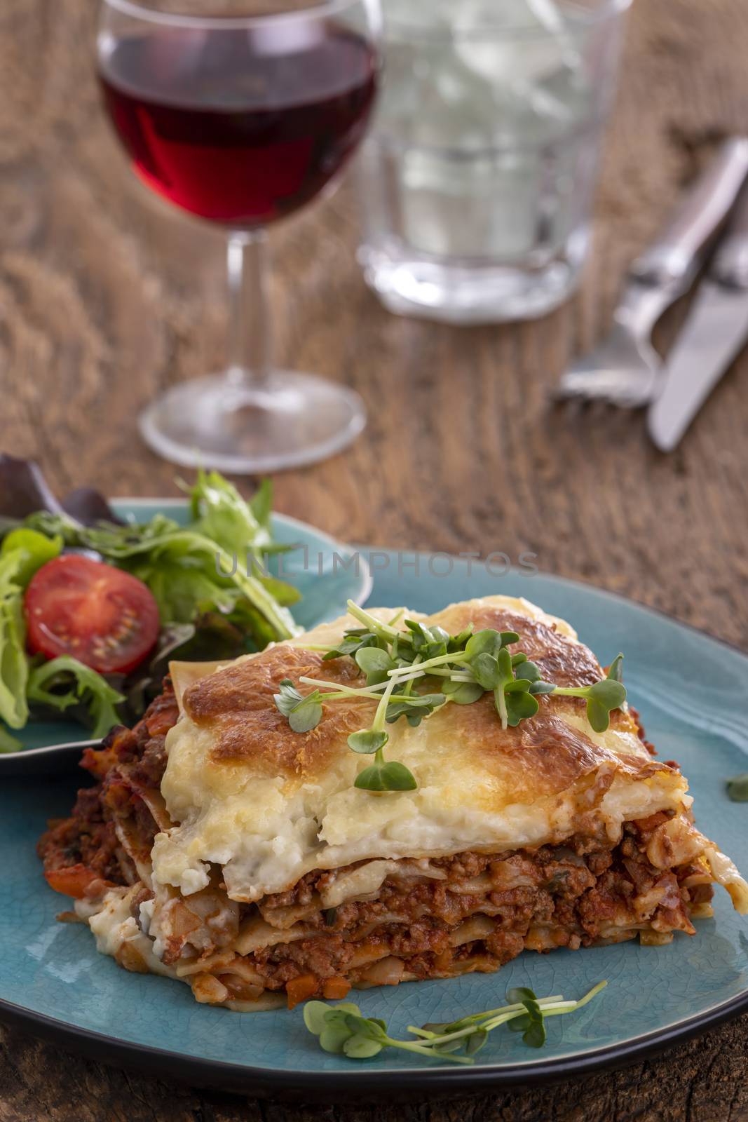 portion of lasagna on a plate