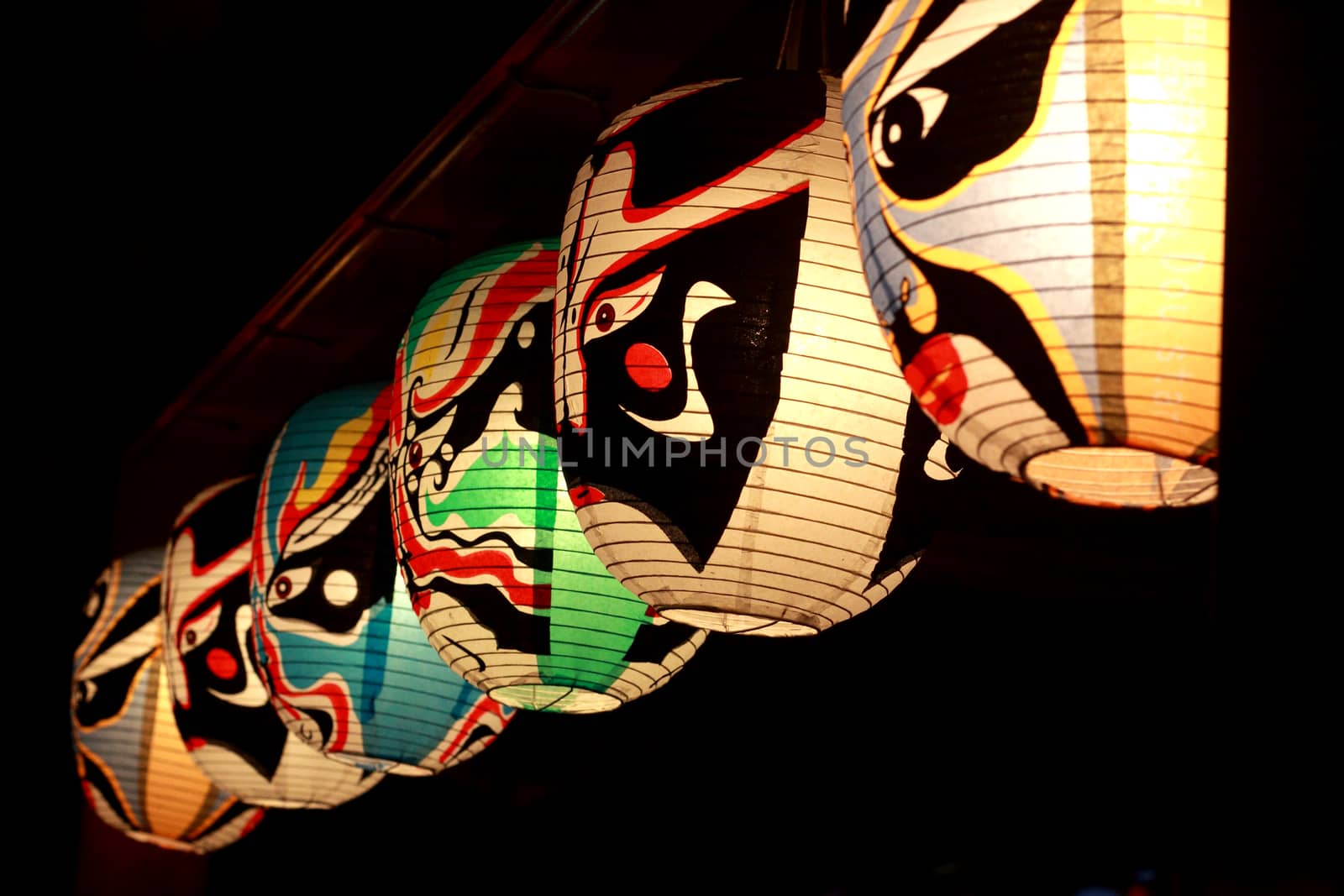 Colorful traditional Japanese light lanterns