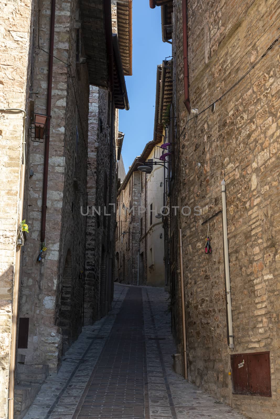 spello,italy june 27 2020:architecture in the alleys of the town of spello