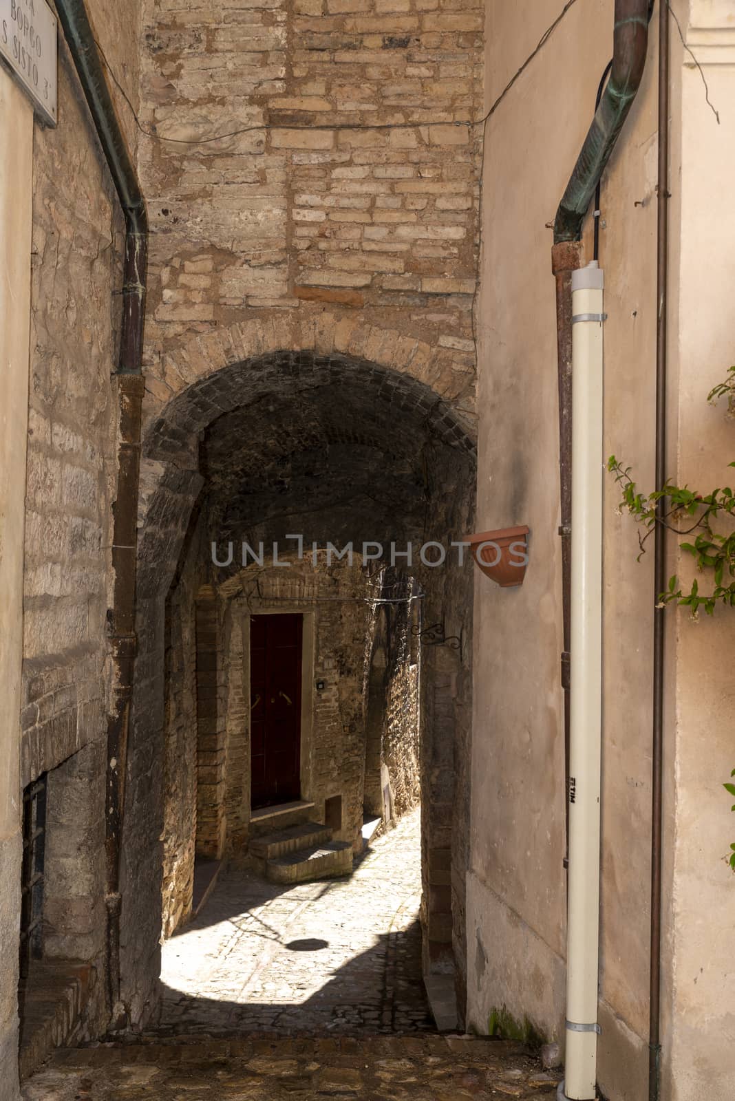 spello,italy june 27 2020:architecture in the alleys of the town of spello