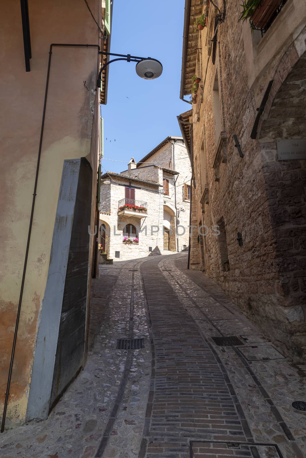 spello,italy june 27 2020:architecture in the alleys of the town of spello