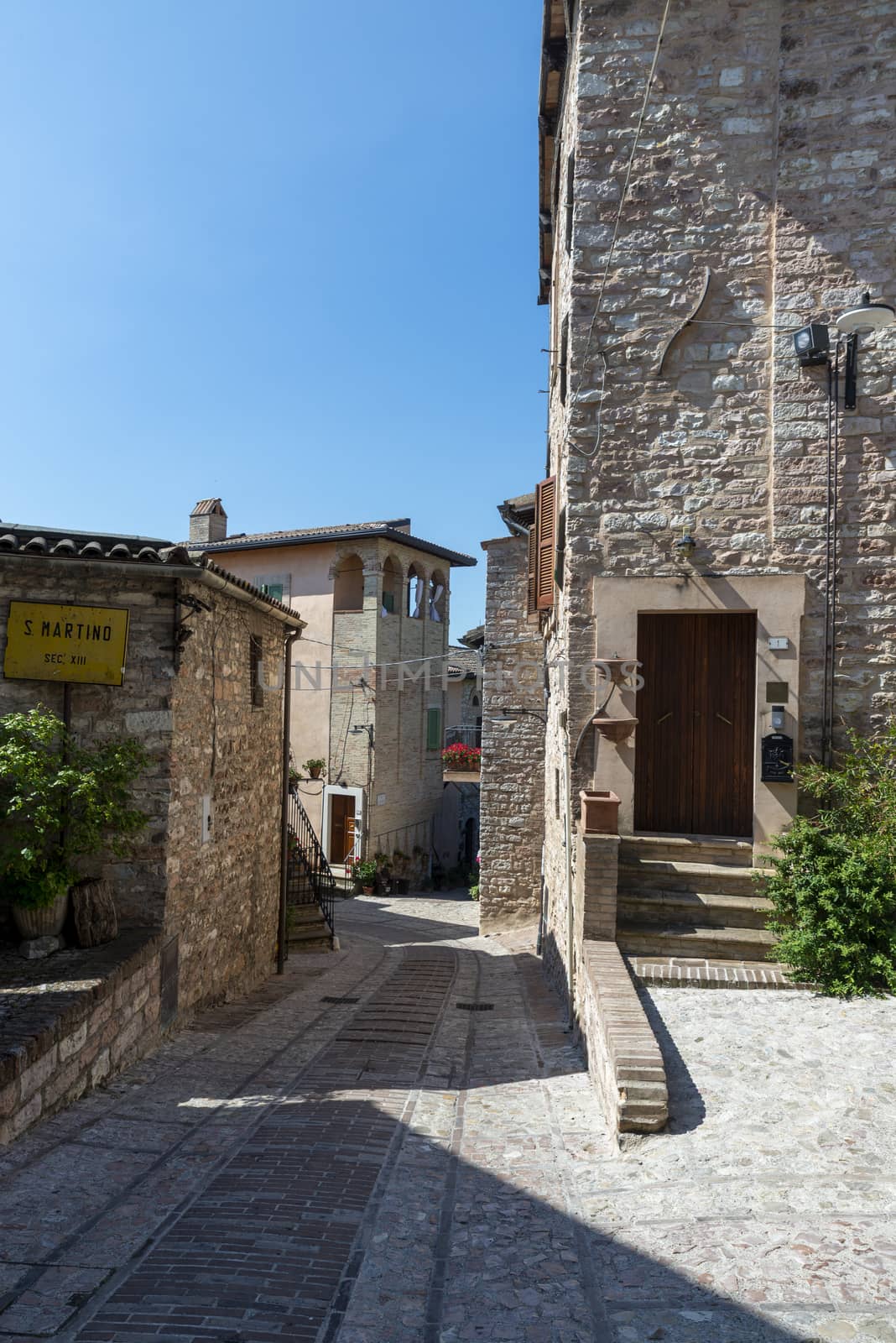 spello,italy june 27 2020:architecture in the alleys of the town of spello