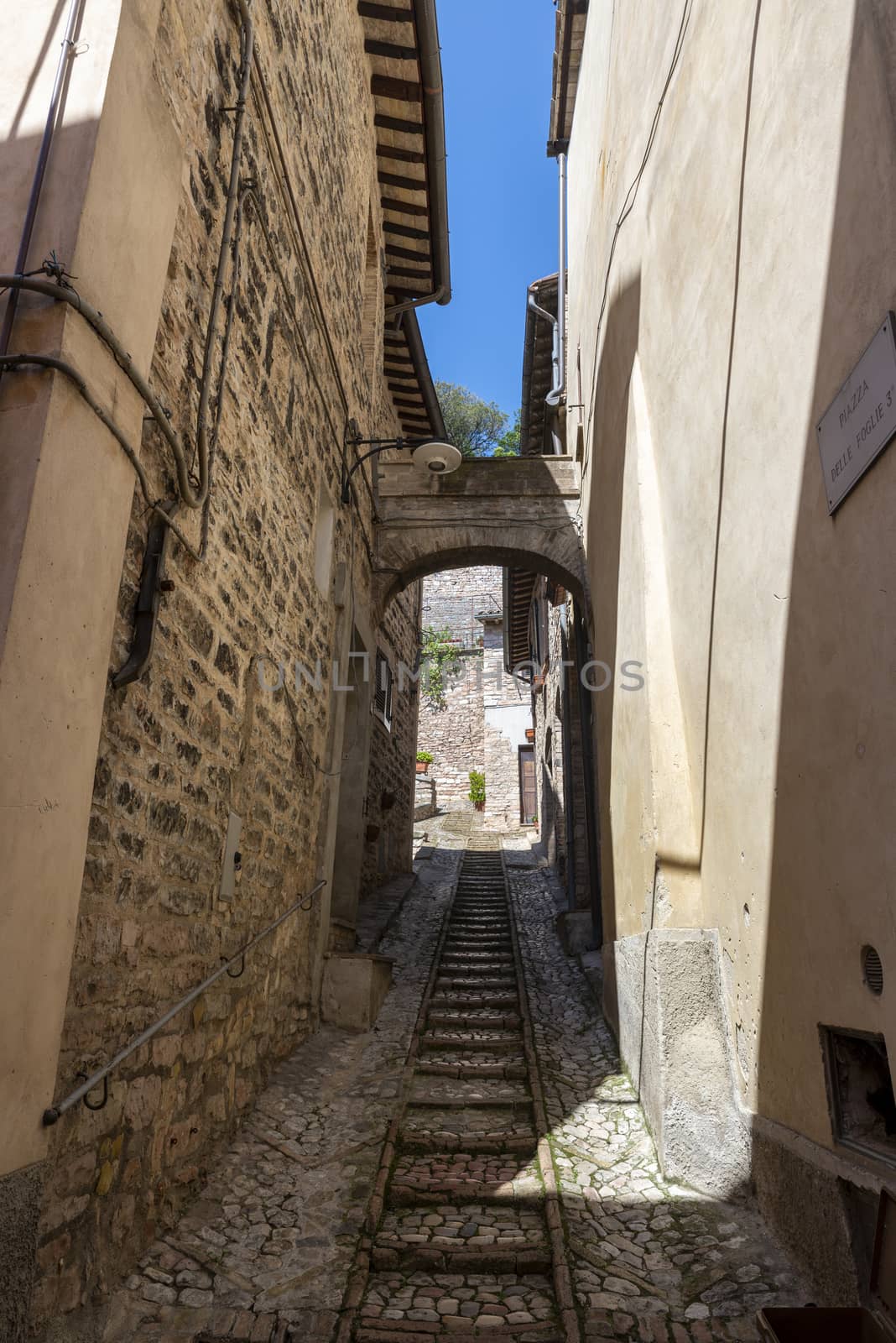 spello,italy june 27 2020:architecture in the alleys of the town of spello