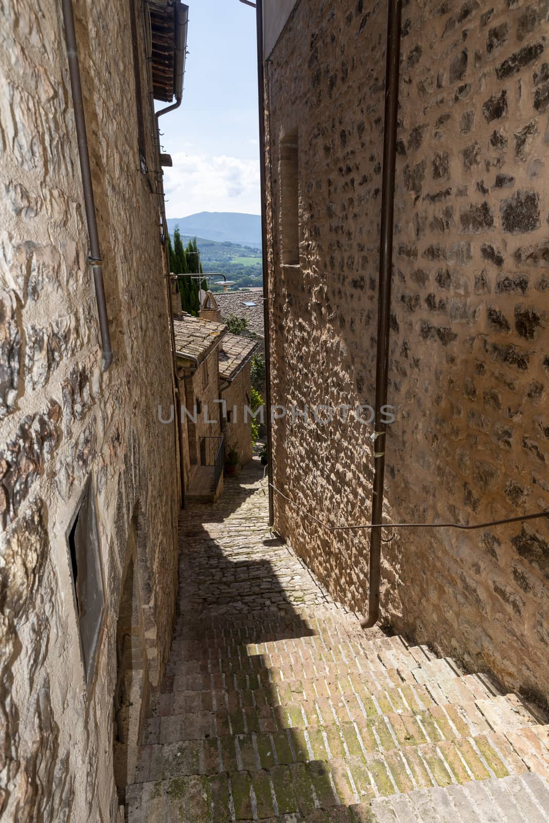 spello,italy june 27 2020:architecture in the alleys of the town of spello