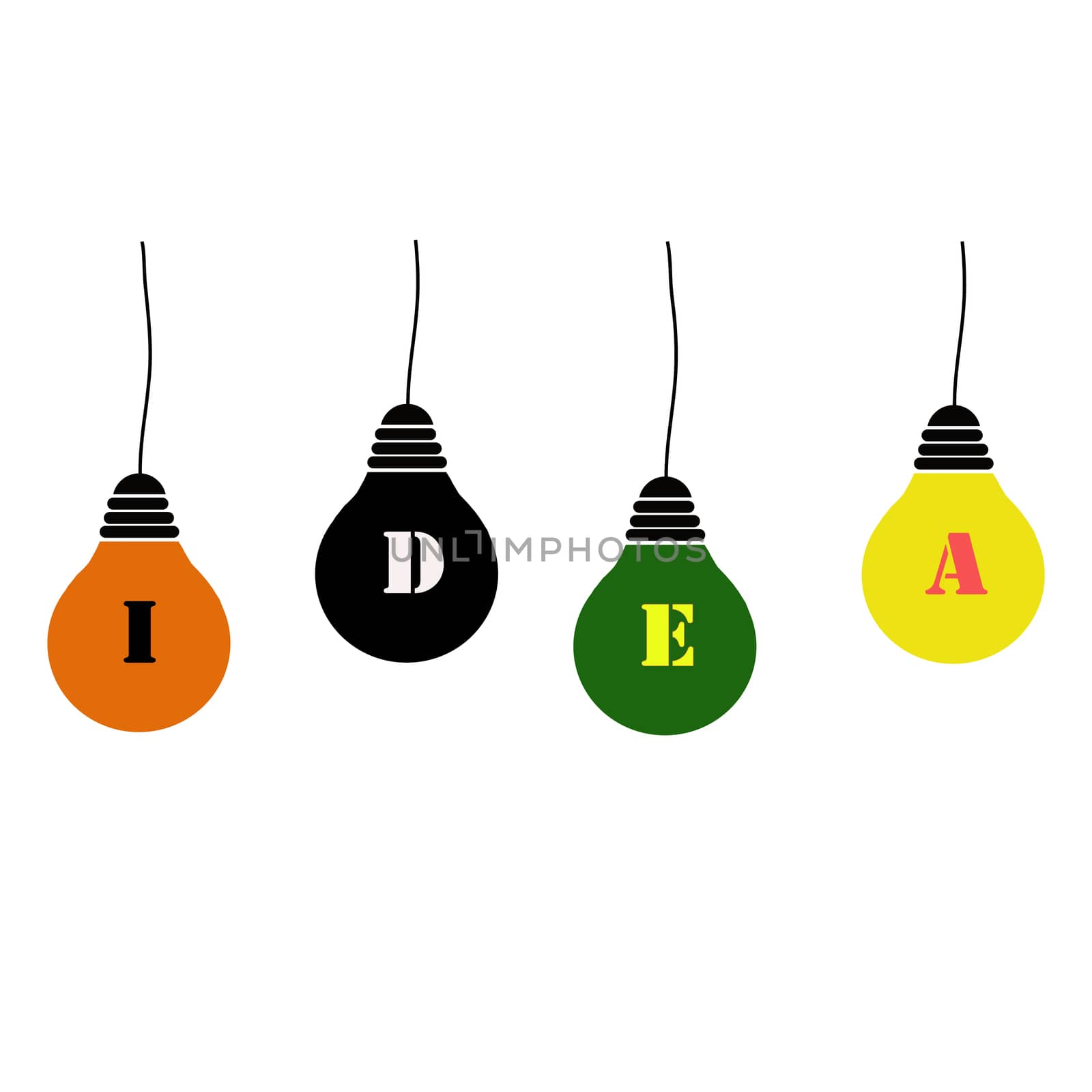 Creative idea in bulb shape as inspiration concept. light Icon on white background. idea symbol. flat style. light icon for your web site design, logo, app, UI.