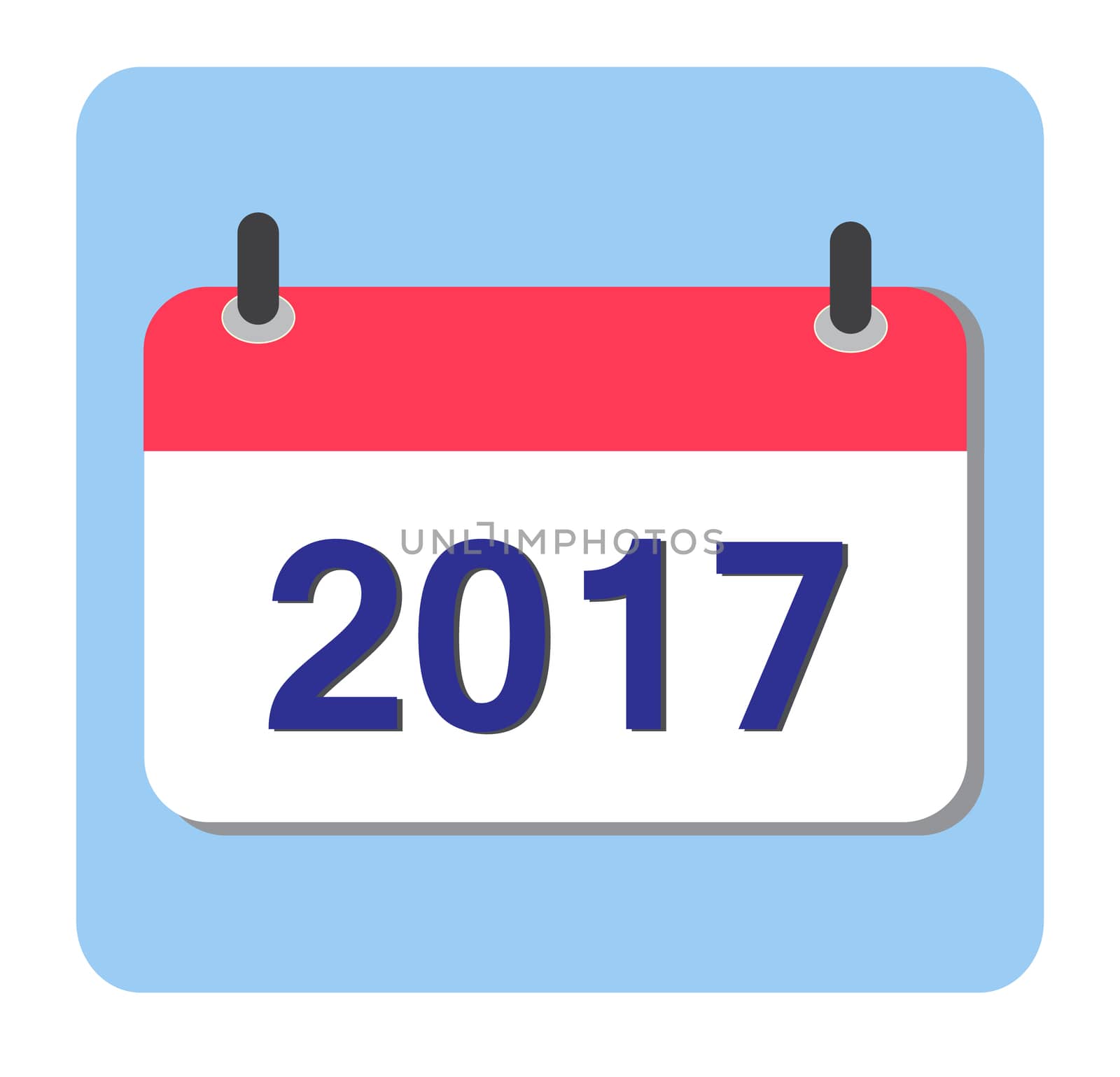 Flat vector calendar icon 2017. New year 2017 by suthee