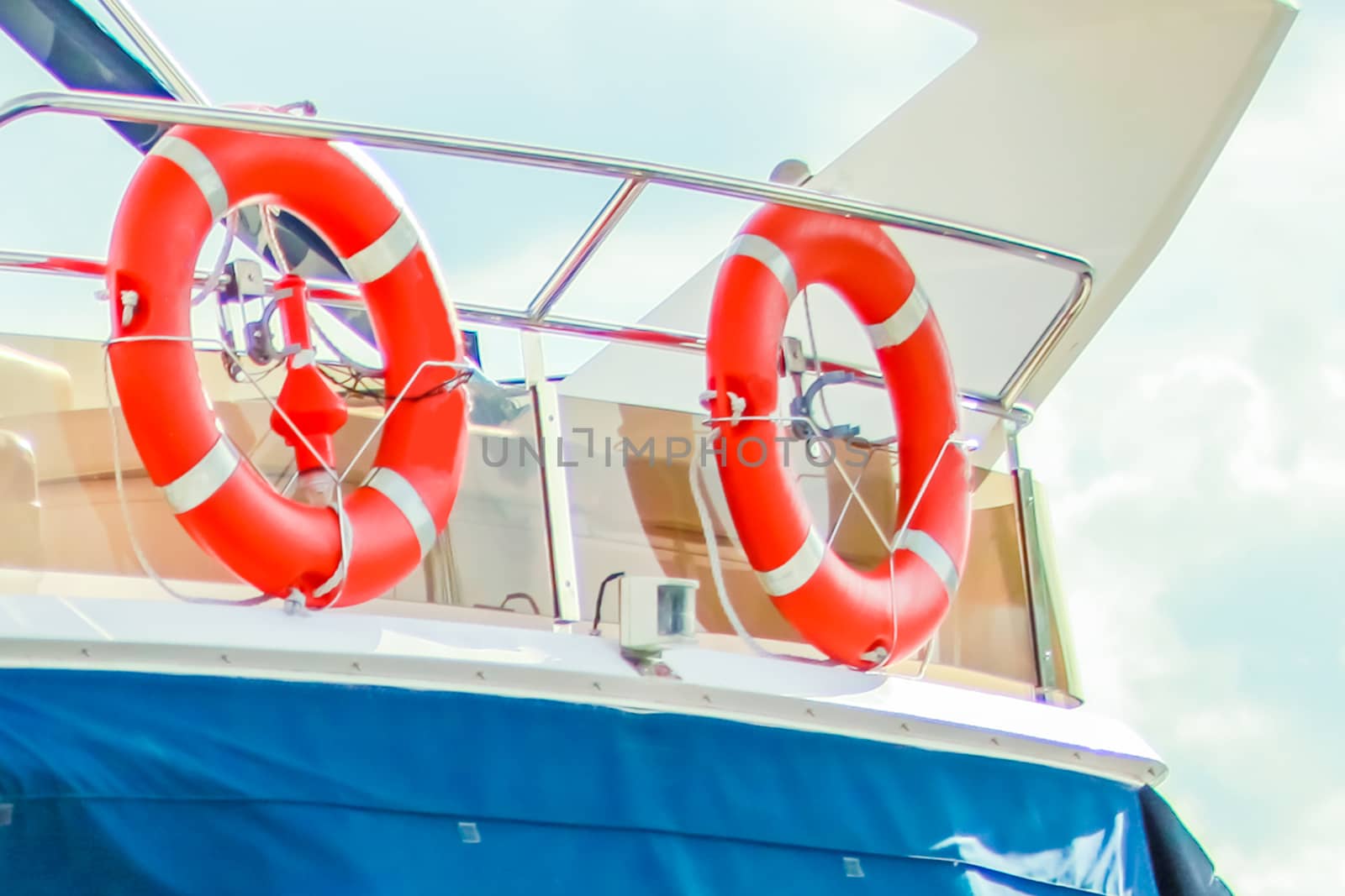 Two circles to save drowning. Taking care of safety on the ship.
