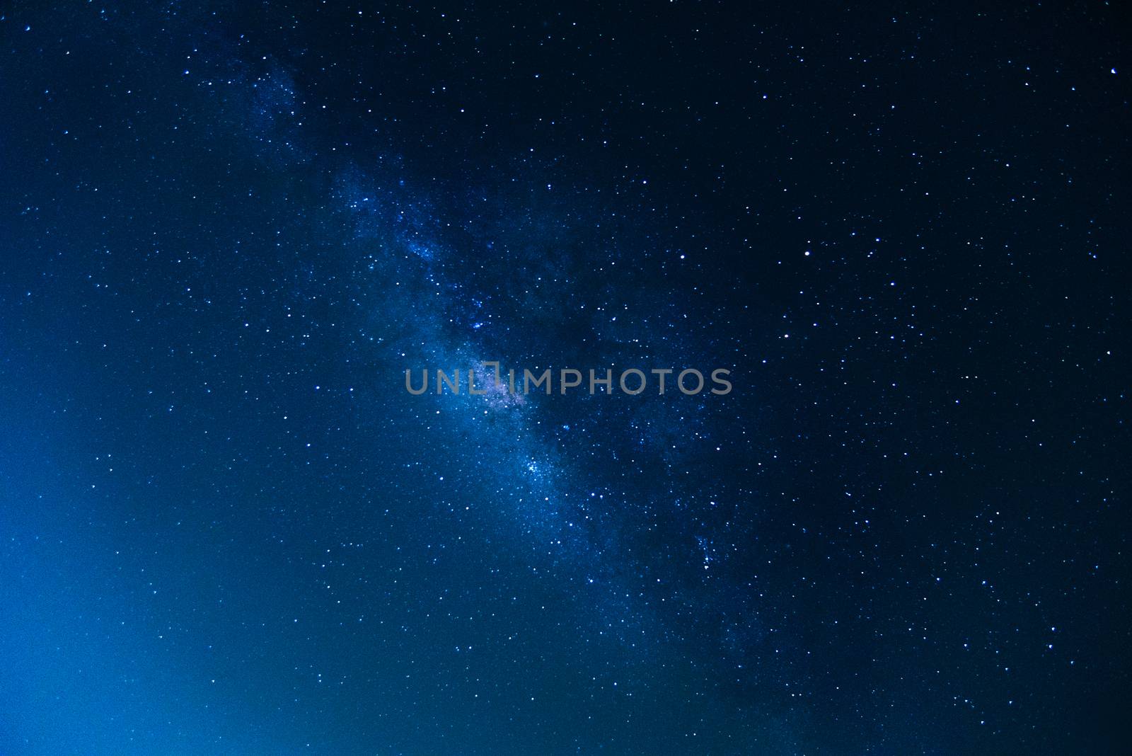 The Milky Way ,Long exposure photograph , Blue tone