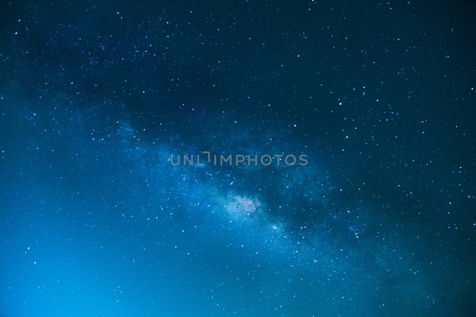 The Milky Way ,Long exposure photograph , Blue tone