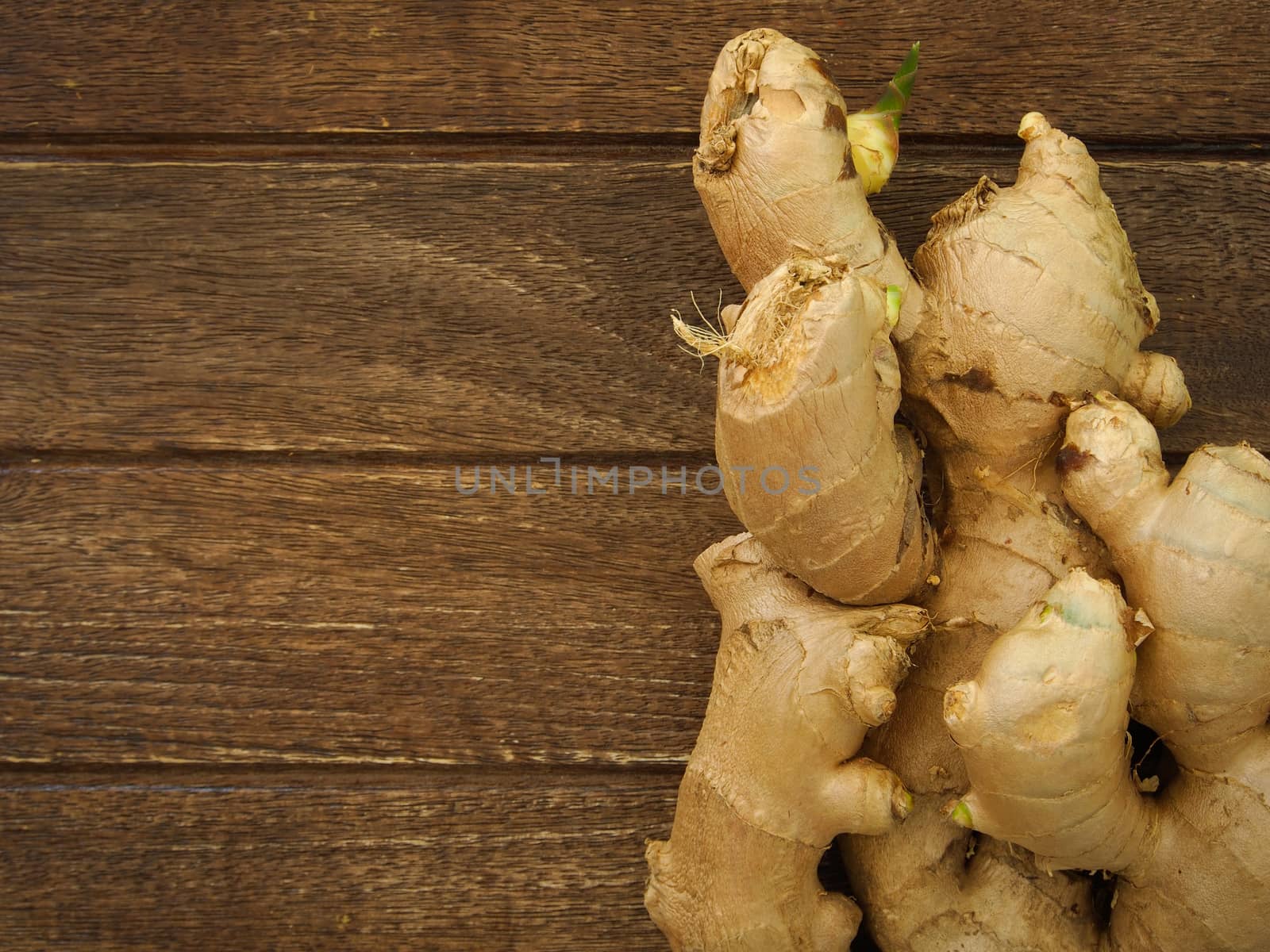 ginger on wooden background
