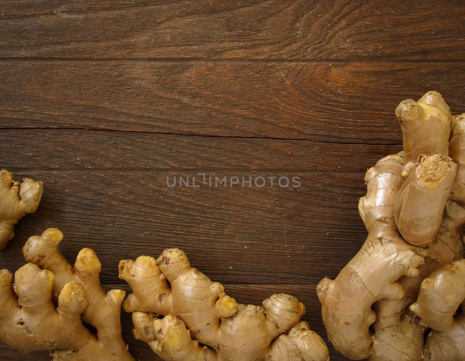ginger on wooden background