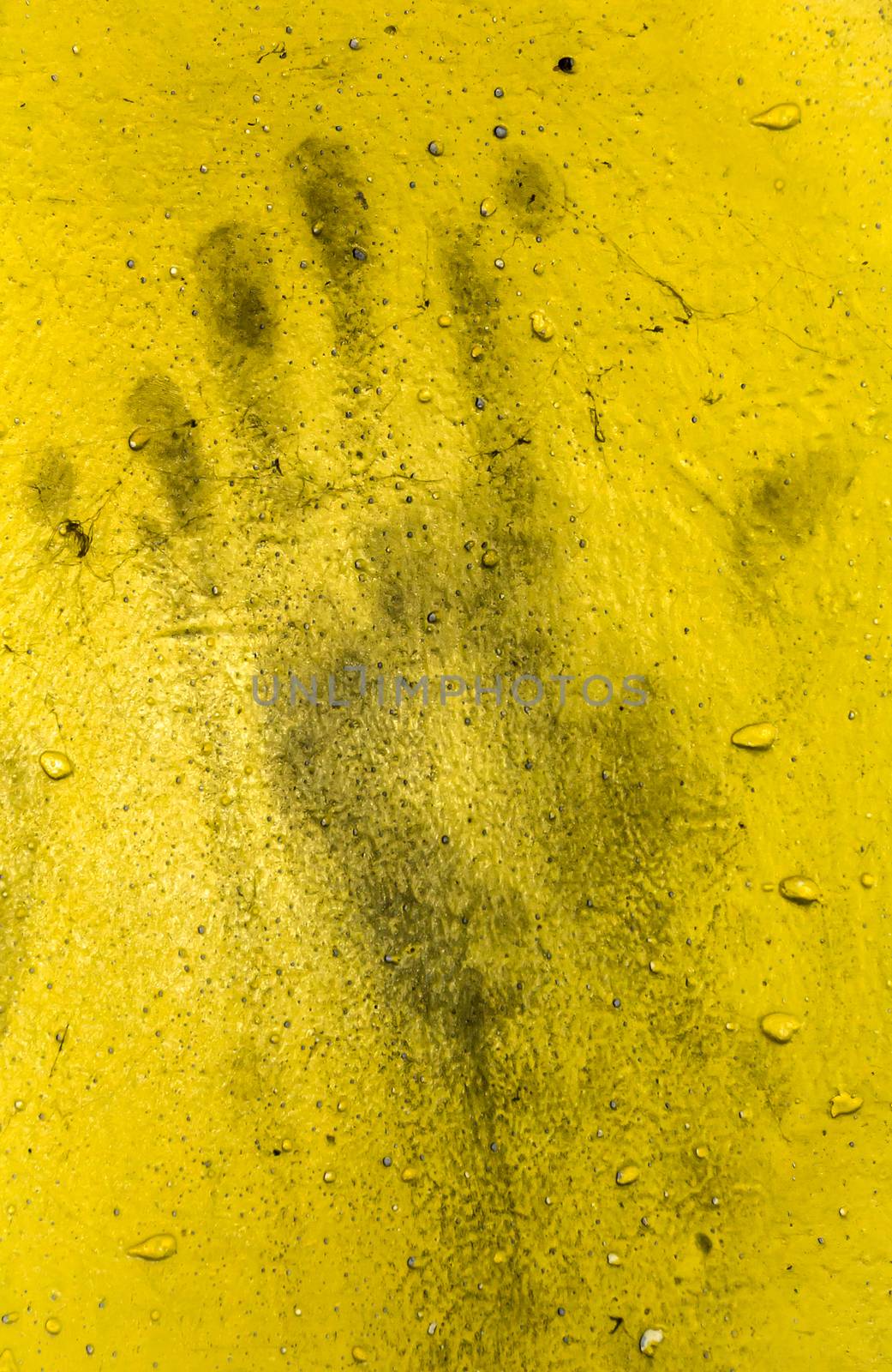 Grungy wall with hand print. It can be used as a backdrop, grungy wallpaper, design t-shirts and more. Fully editable.